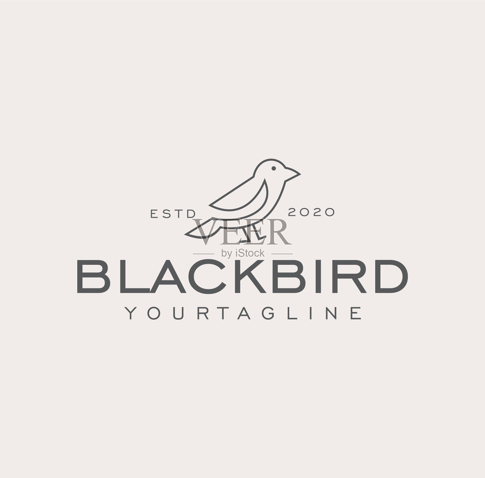 简约极简的鸟标线条轮廓插画图片素材