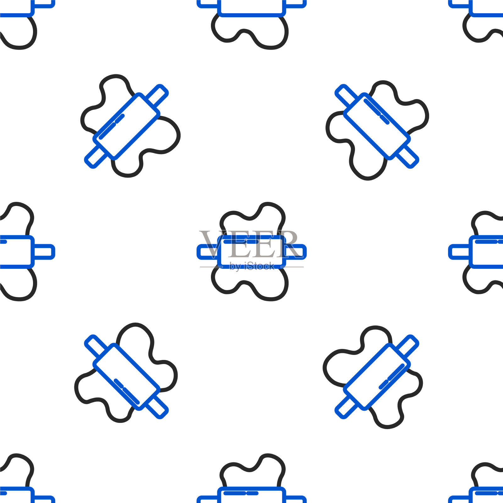 线擀面杖对面团图标隔离无缝图标素材