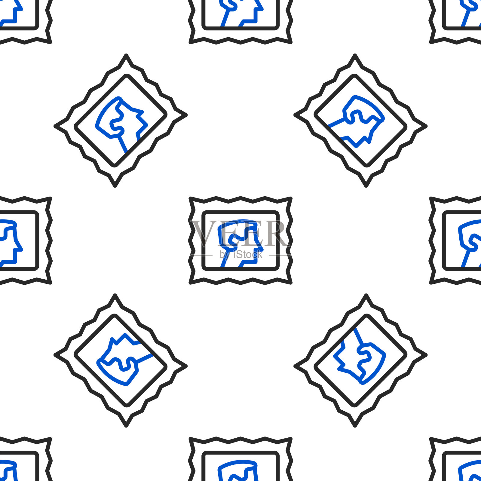 线邮政邮票图标隔离无缝图案插画图片素材