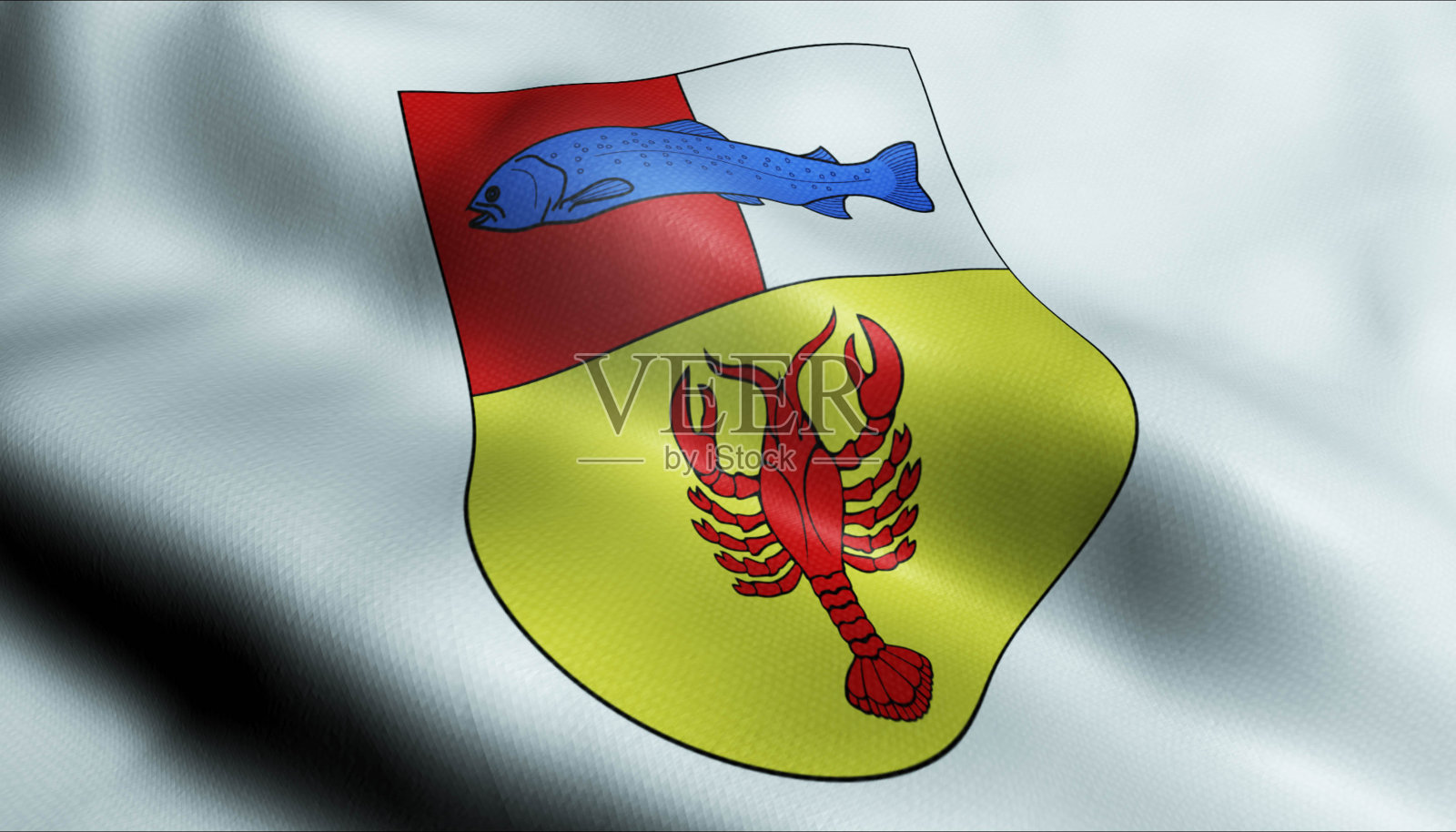 3D挥舞瑞士区域旗Cudrefin特写视图照片摄影图片