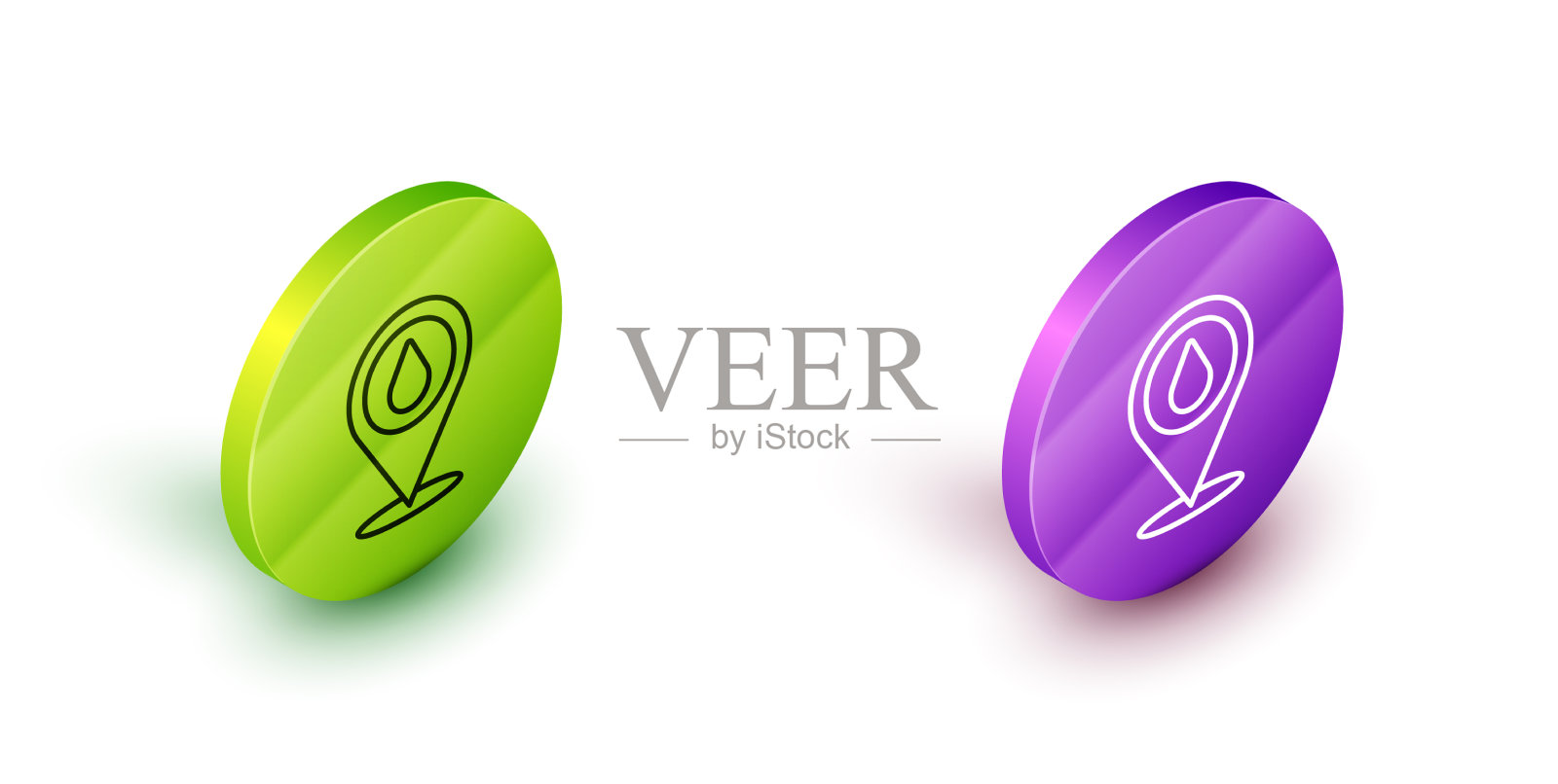 等距线水滴与位置图标图标素材