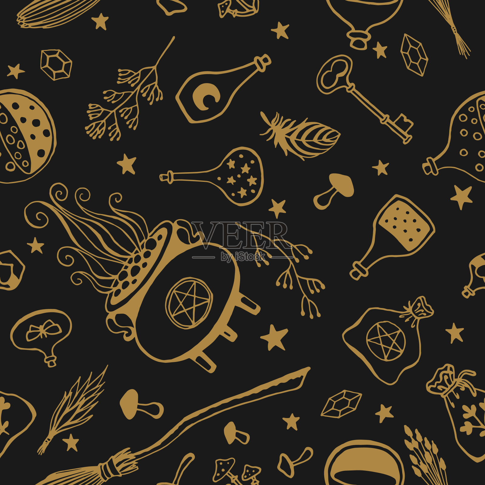 魔法背景为女巫和魔法插画图片素材