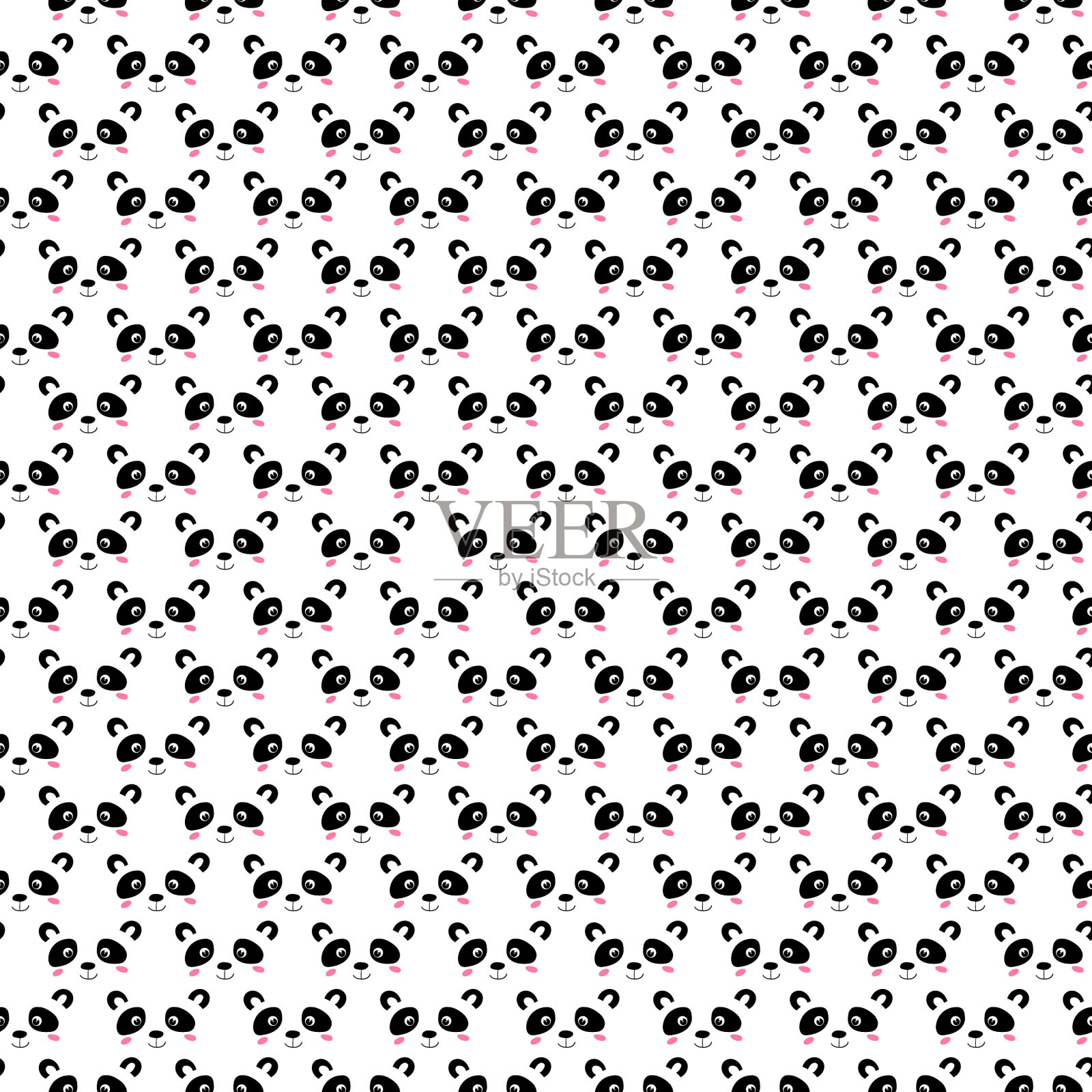 无缝图案与可爱的熊猫baonwhite插画图片素材