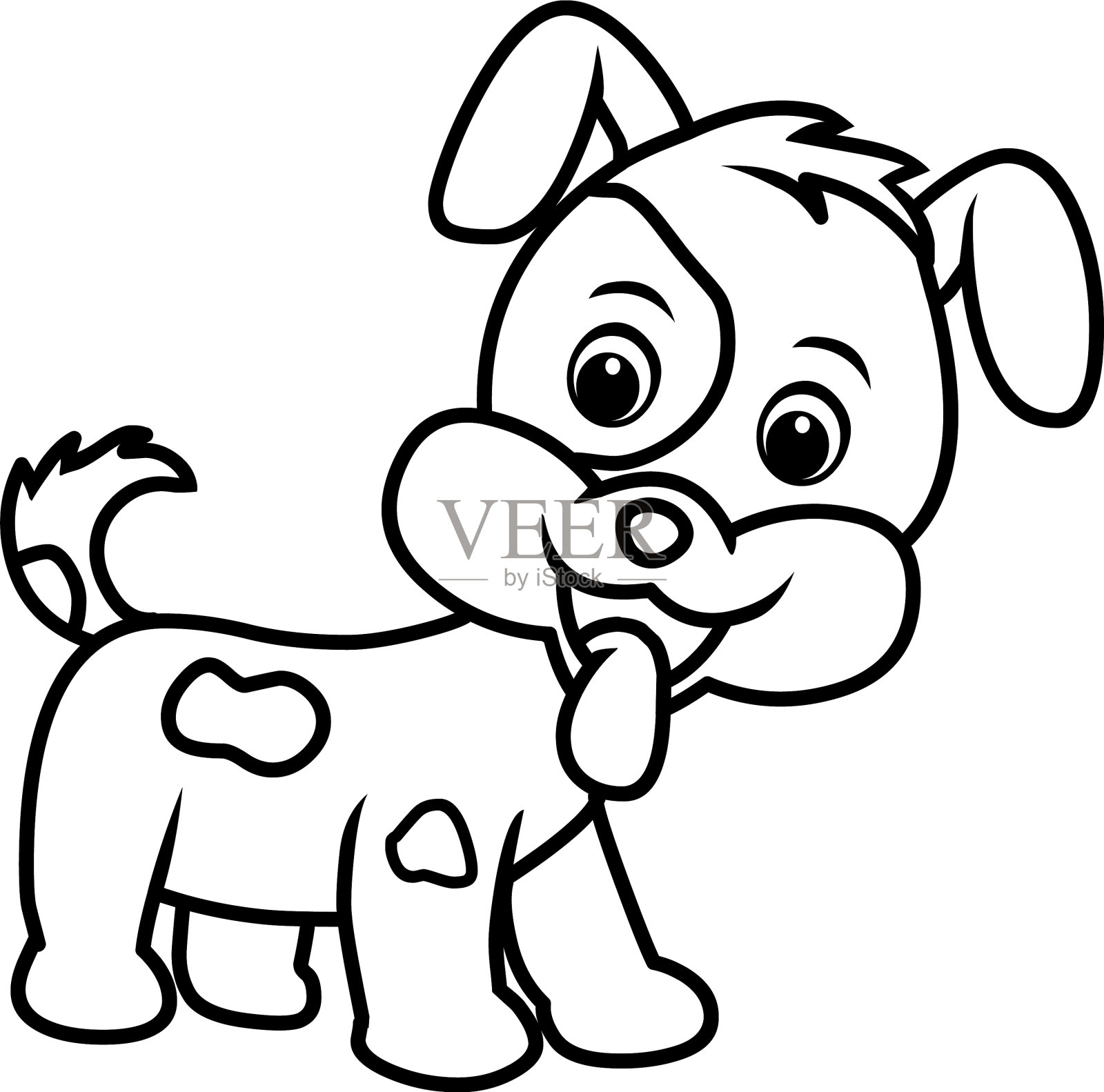 卡通狗快乐小狗涂色页插画图片素材