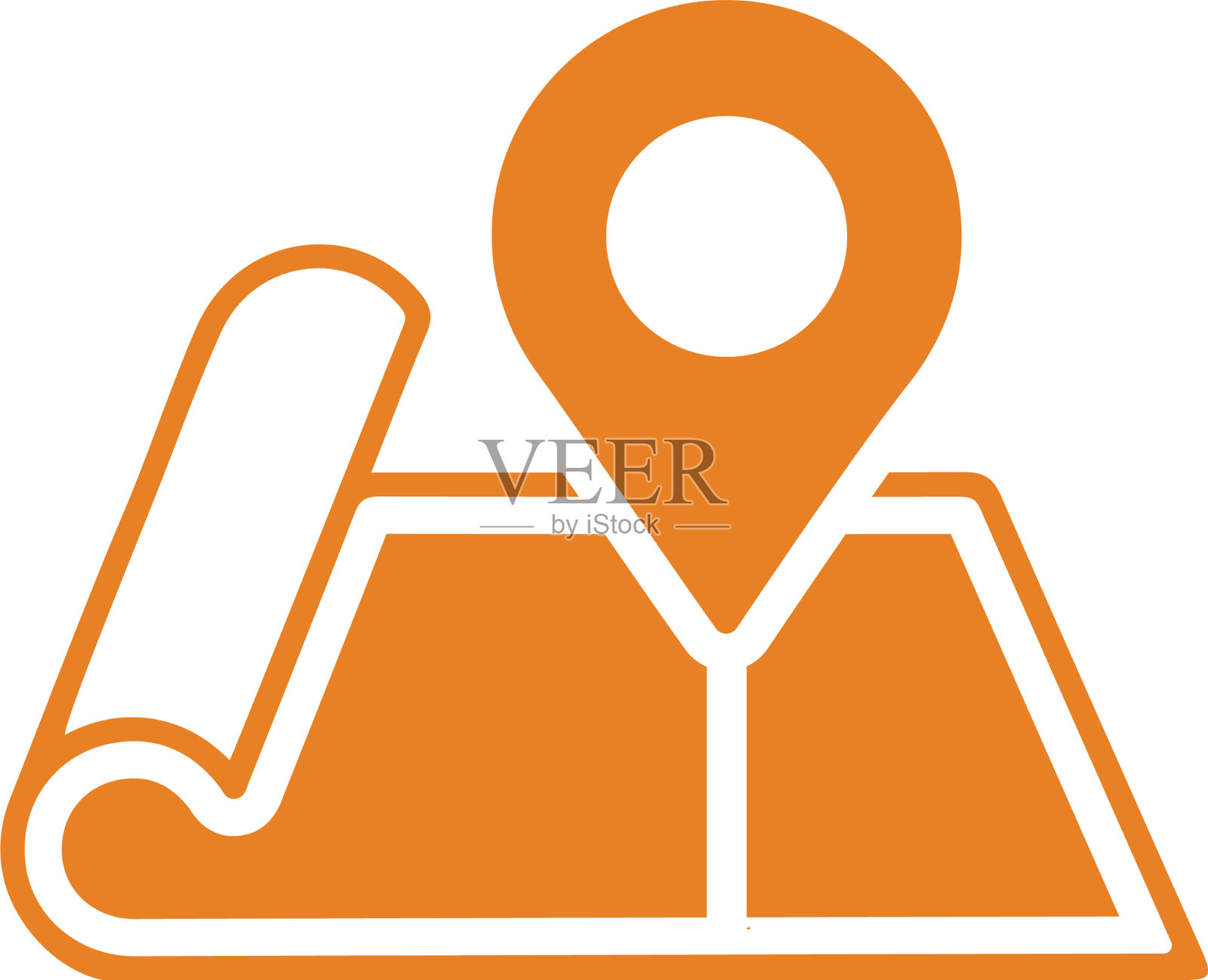 导航地图位置图标橙色插画图片素材