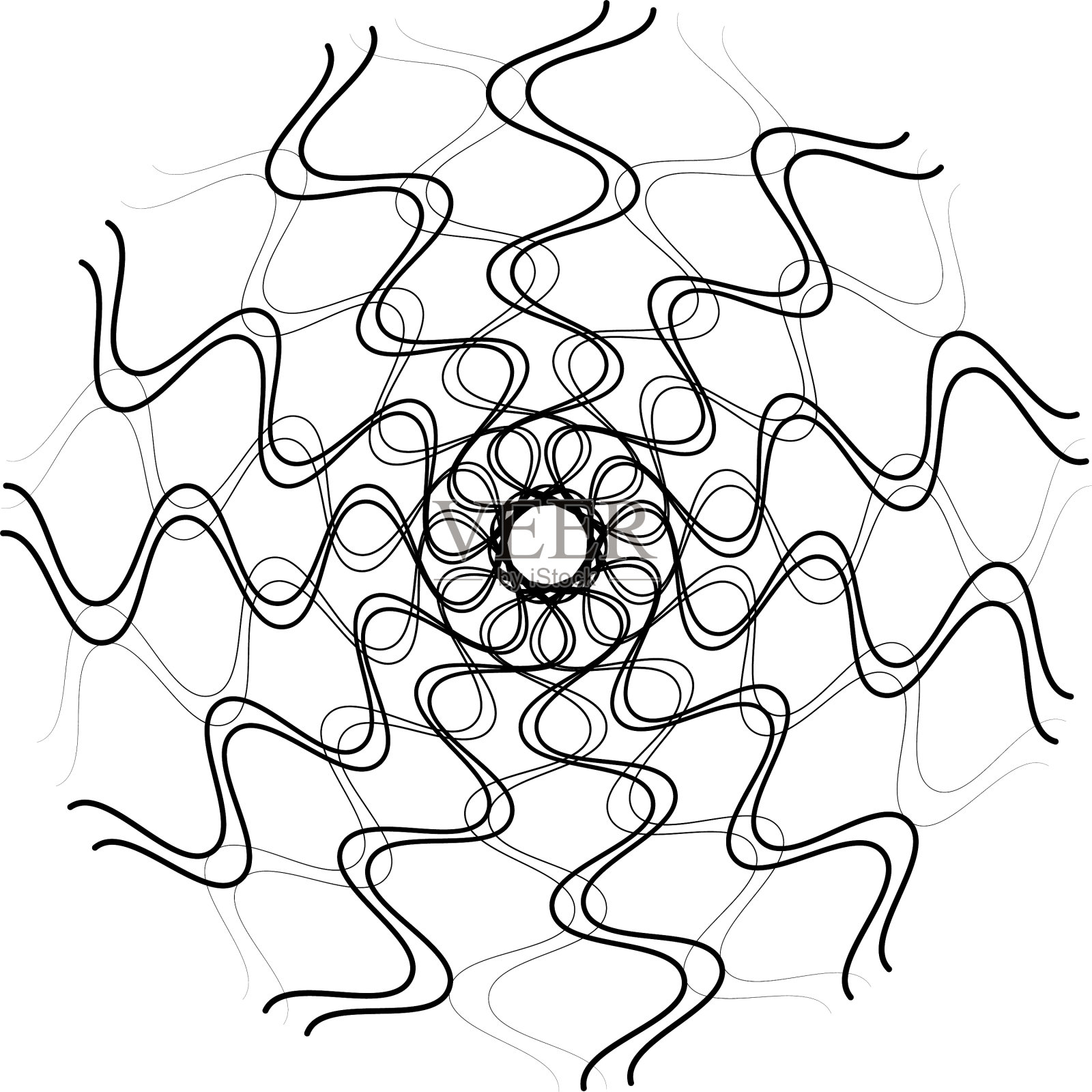 辐射式抽象图案曼荼罗插画图片素材