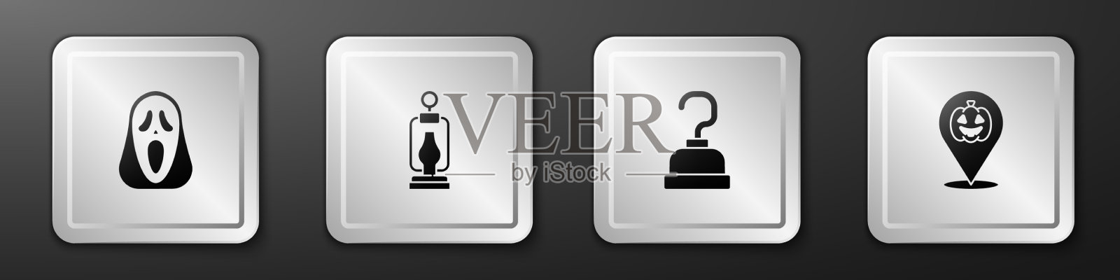 设置搞笑吓人的鬼面具露营灯图标素材