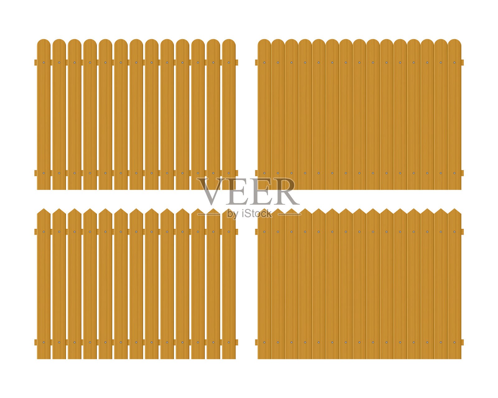 木栅栏孤立在白色背景上插画图片素材