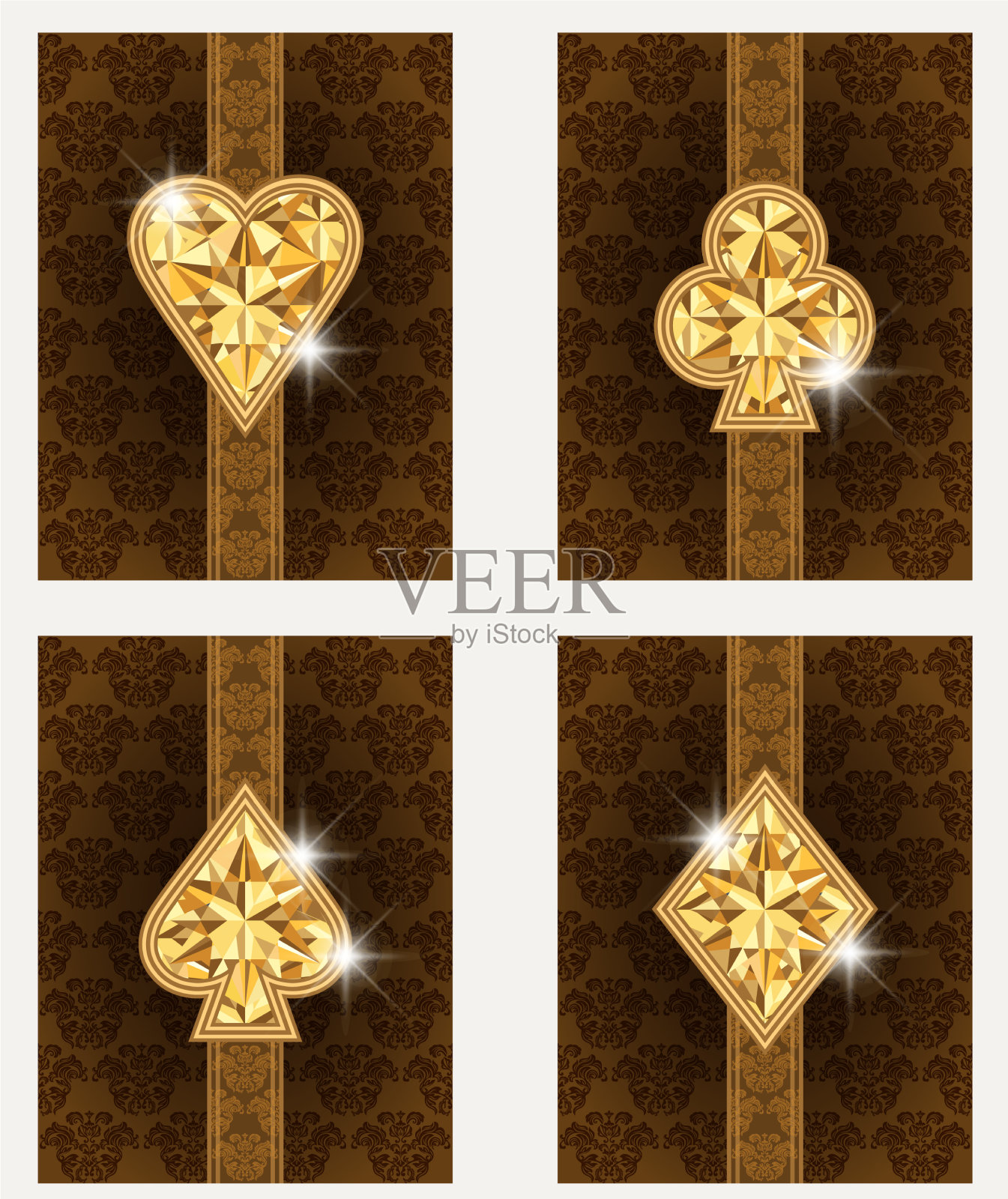 赌场扑克金卡插画图片素材