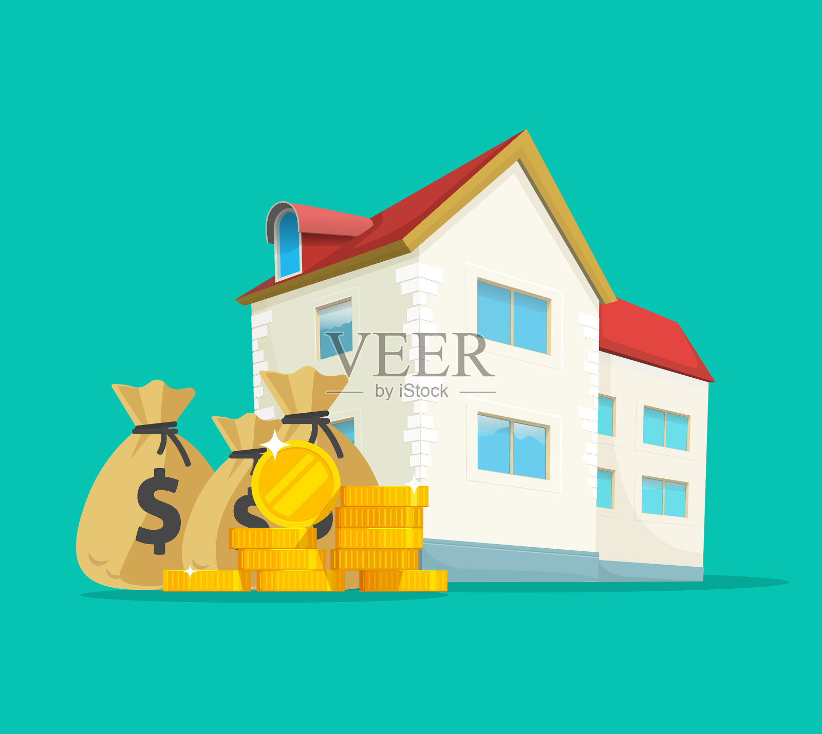 房地产企业货币收入概念插画图片素材