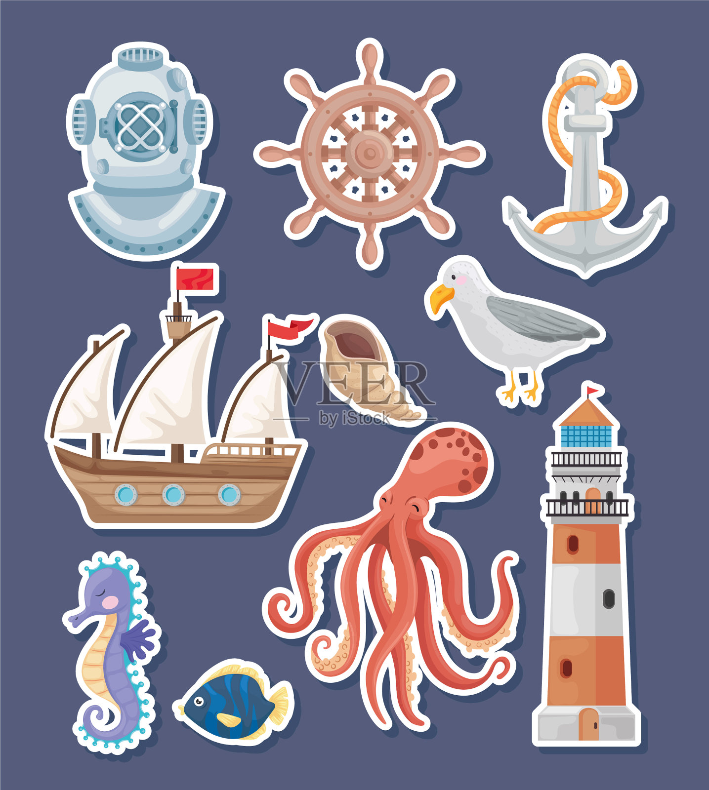 十个海洋图标设计元素图片