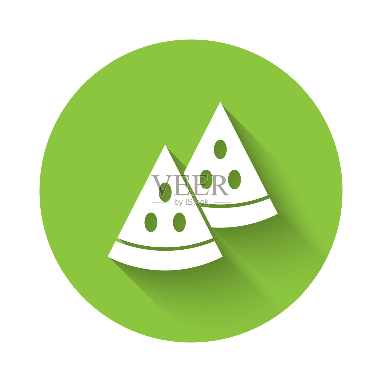 白色西瓜图标孤立与长影子插画图片素材