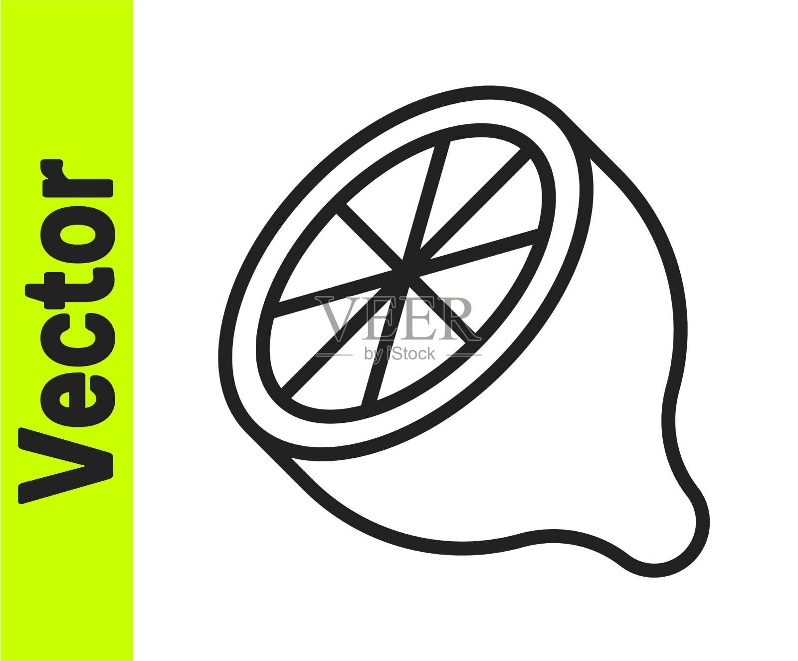 黑色线柠檬图标孤立在白色背景插画图片素材