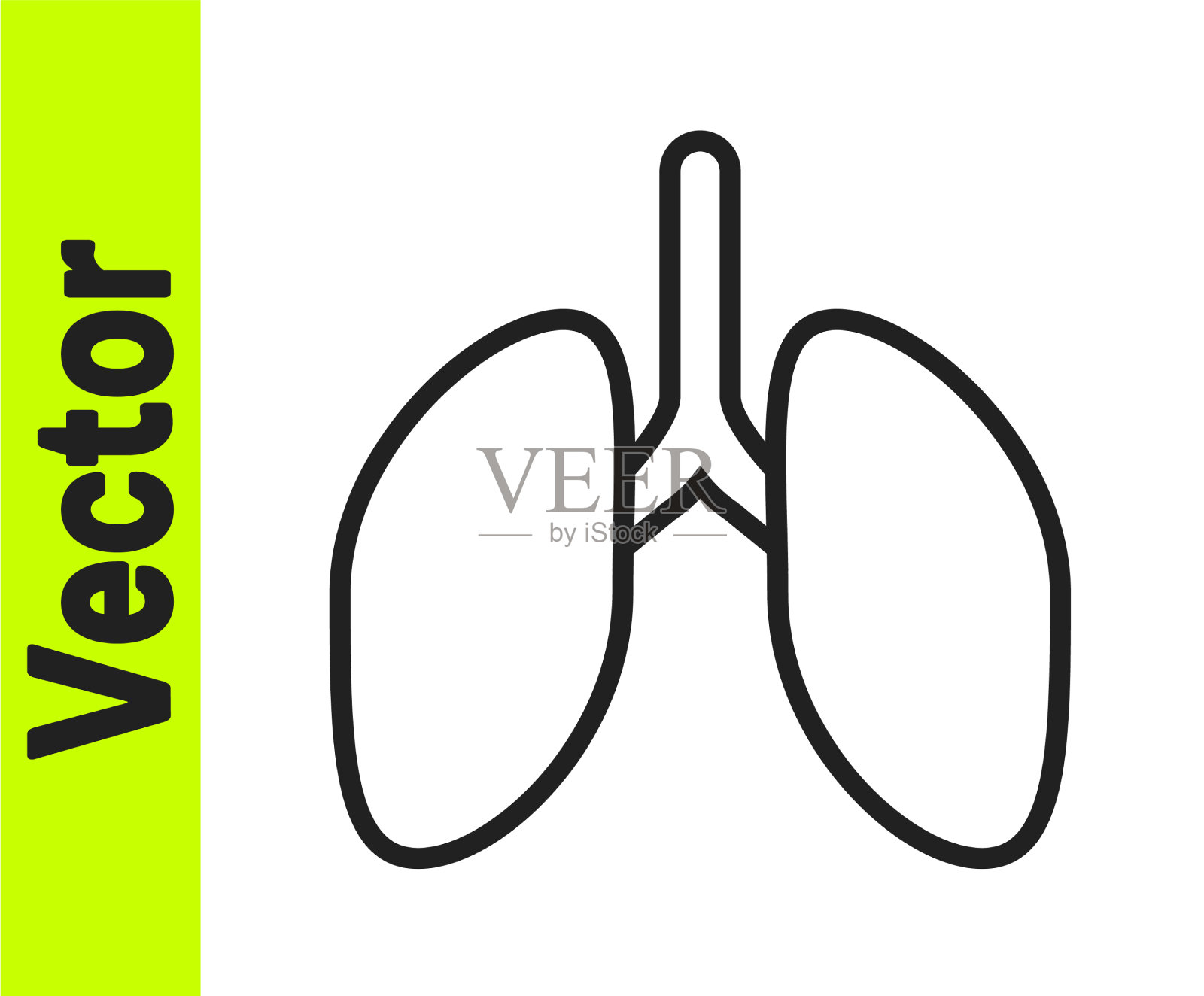 白色背景上孤立的黑线肺插画图片素材