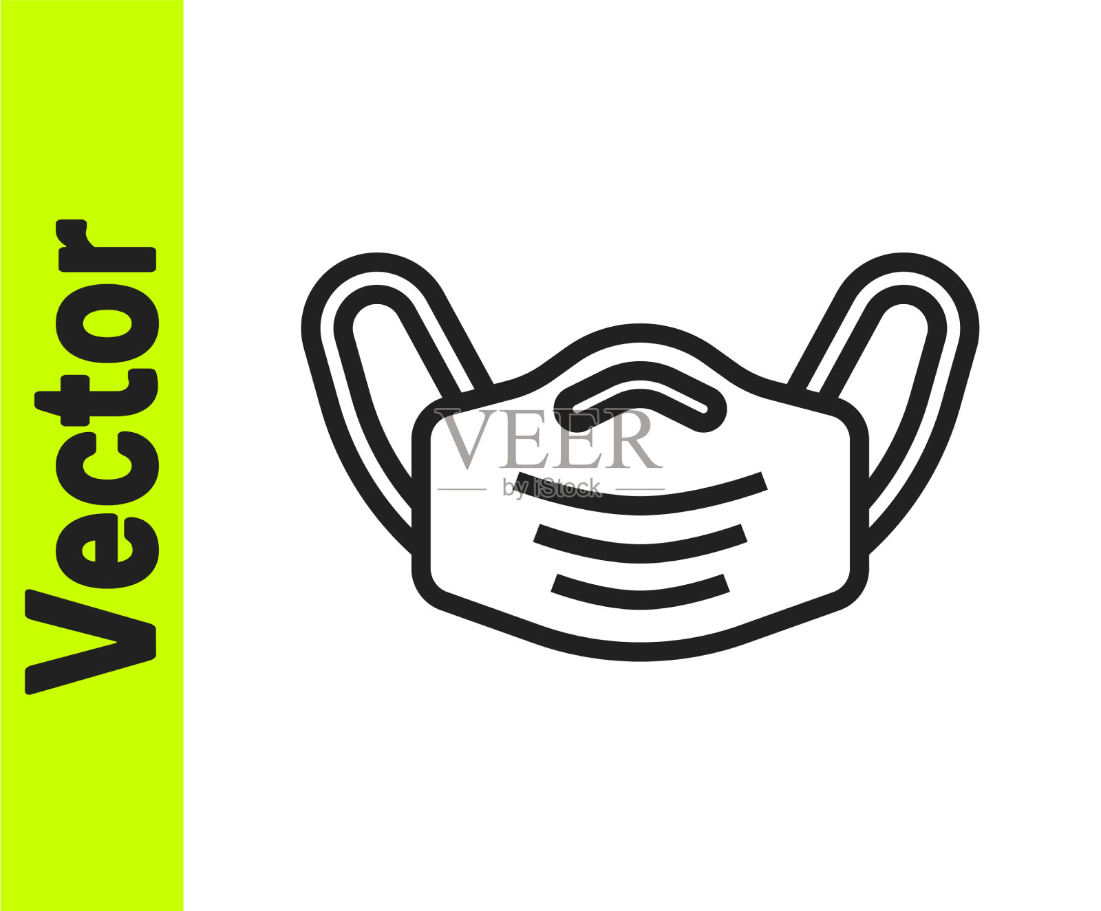 医用防护口罩图标黑线隔离插画图片素材