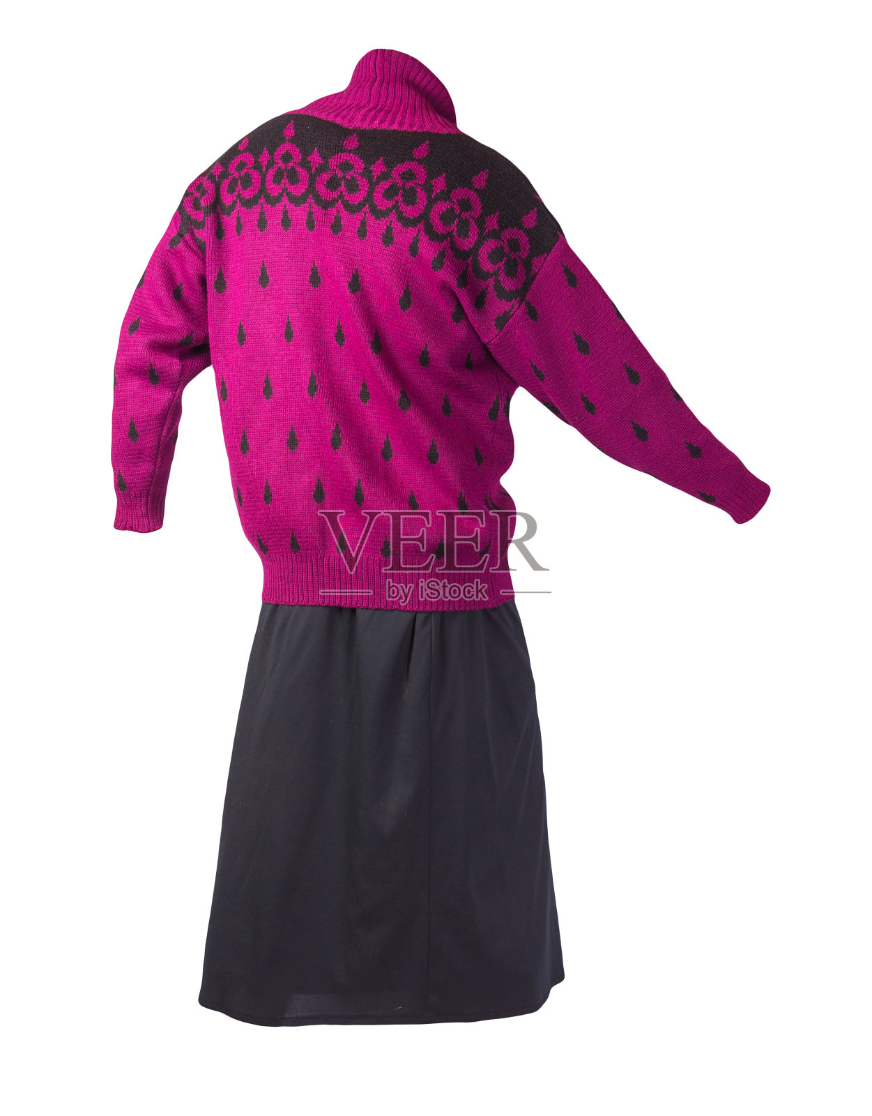 女性长裙子和针织毛衣孤立在白色背景上照片摄影图片