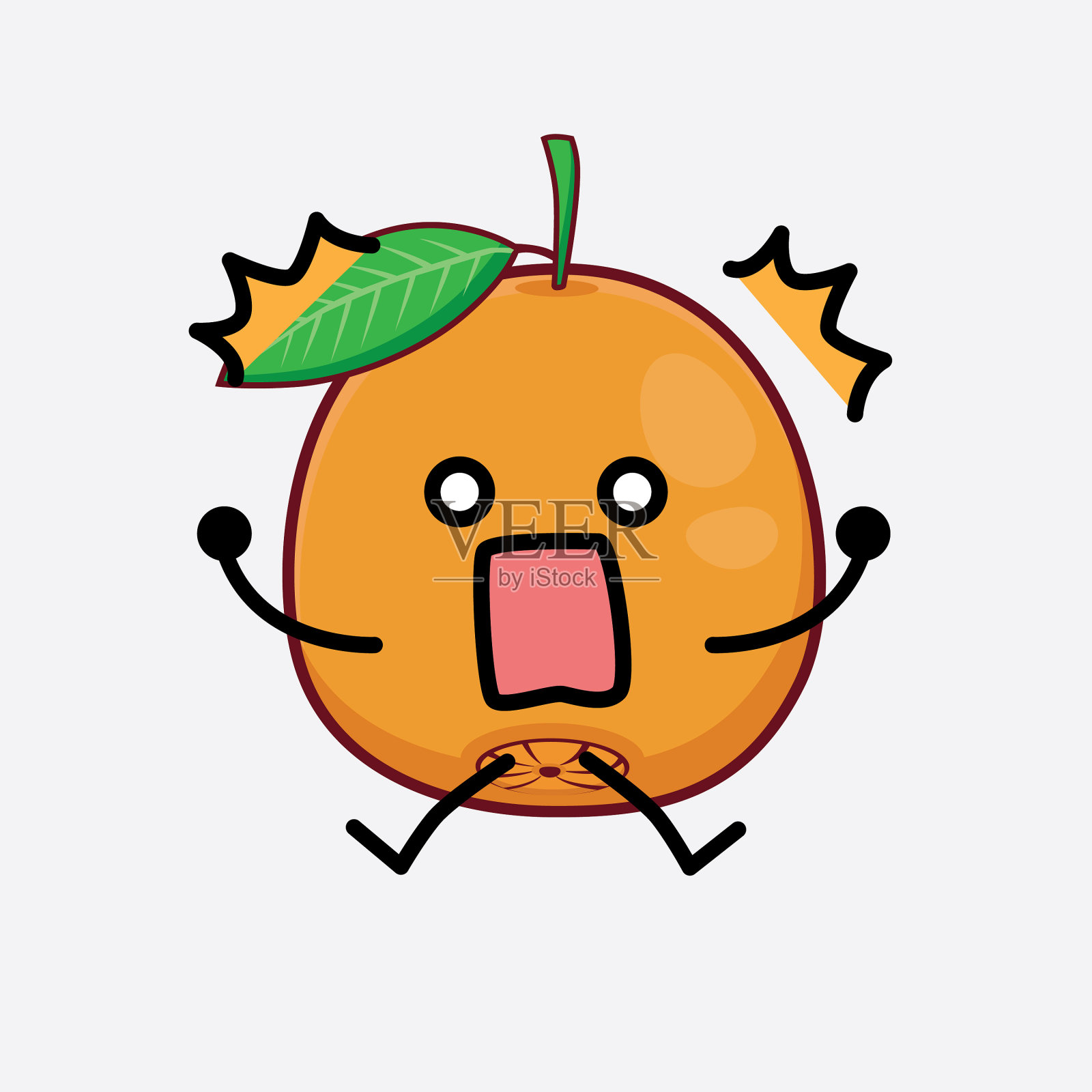 脐橙可爱的性格与简单的脸插画图片素材