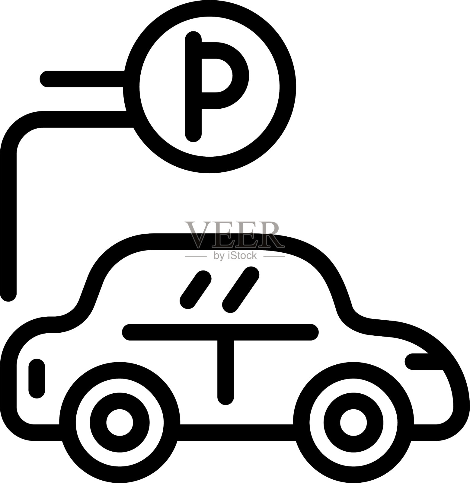 车位图标轮廓风格插画图片素材