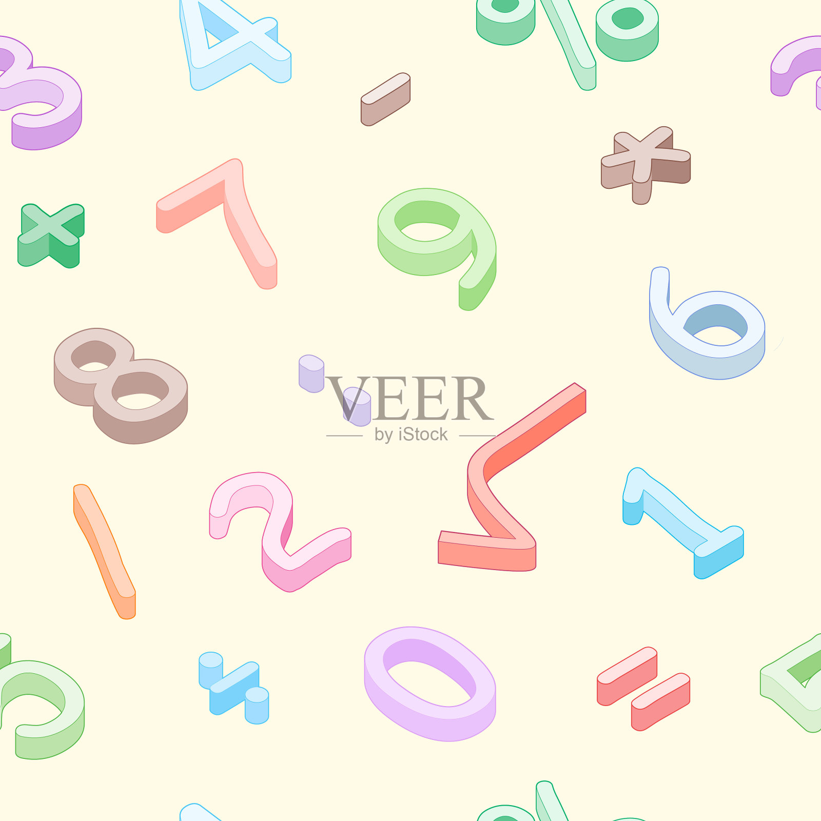 数学符号、符号和数字无缝衔接插画图片素材