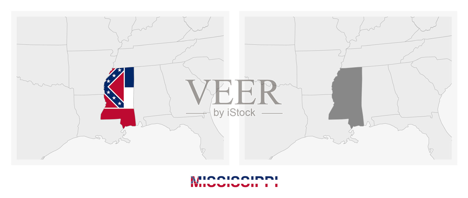 密西西比州的地图有两个版本插画图片素材