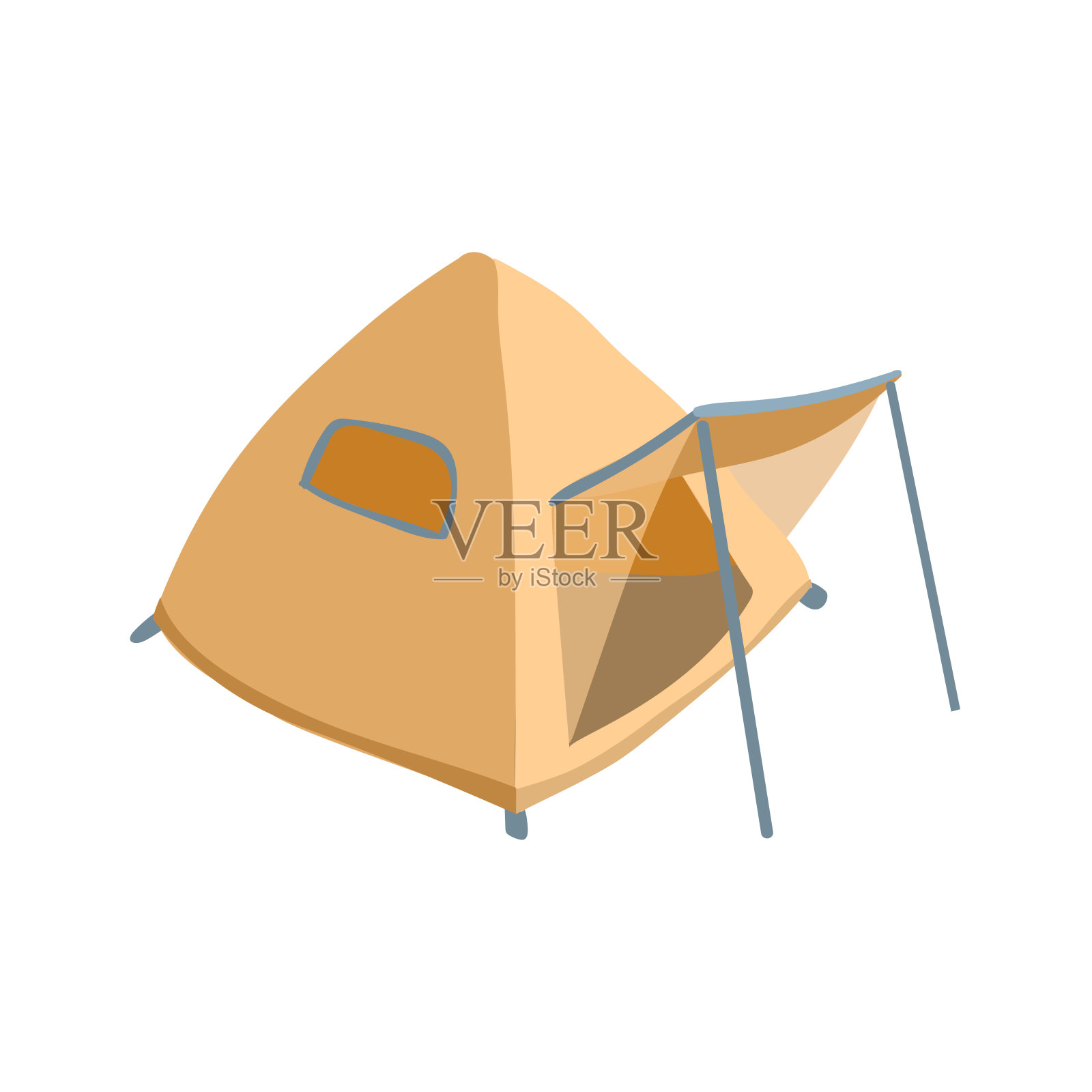 黄色的帐篷孤立在白色的背景上。矢量插图。插画图片素材