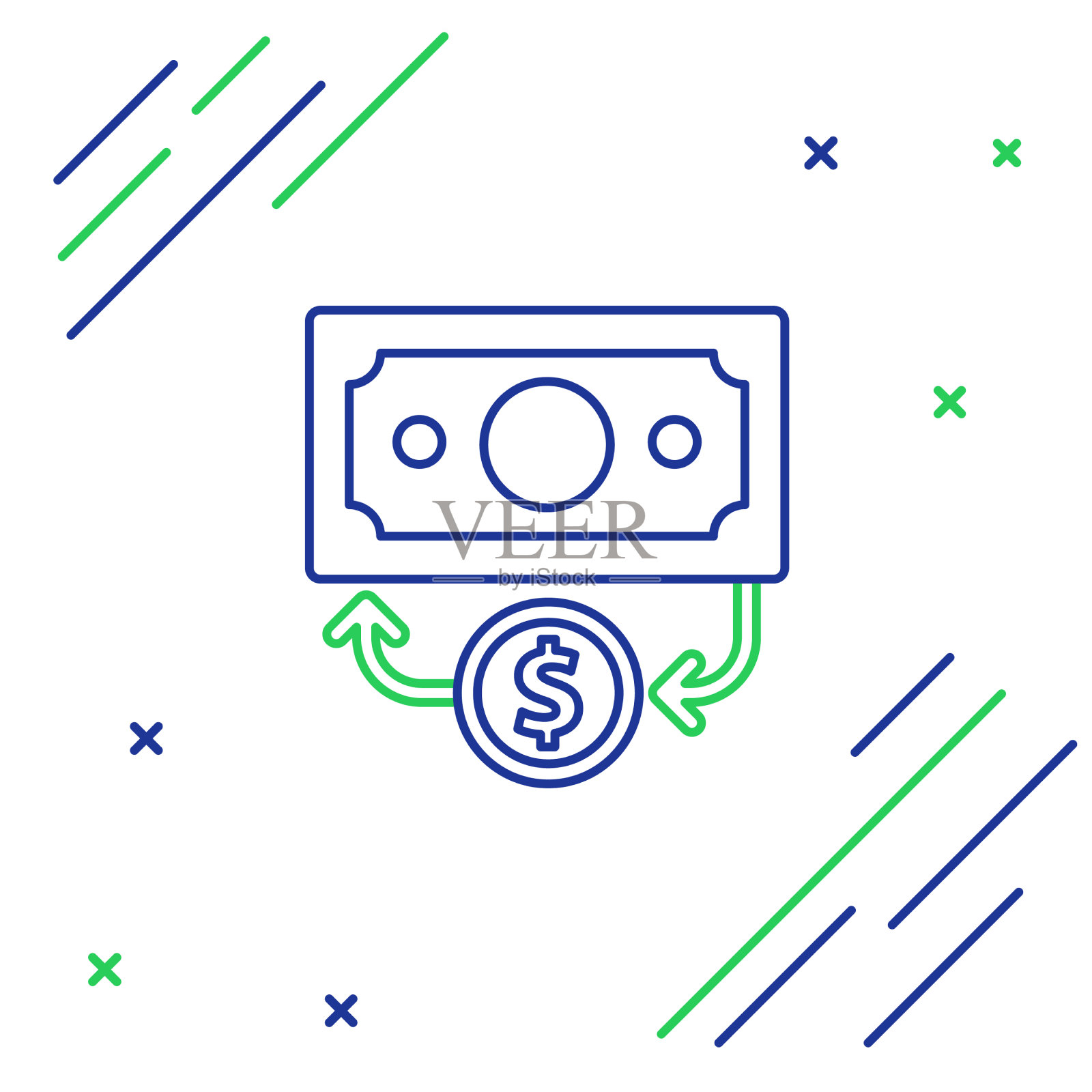 线堆纸钱现金图标孤立上插画图片素材