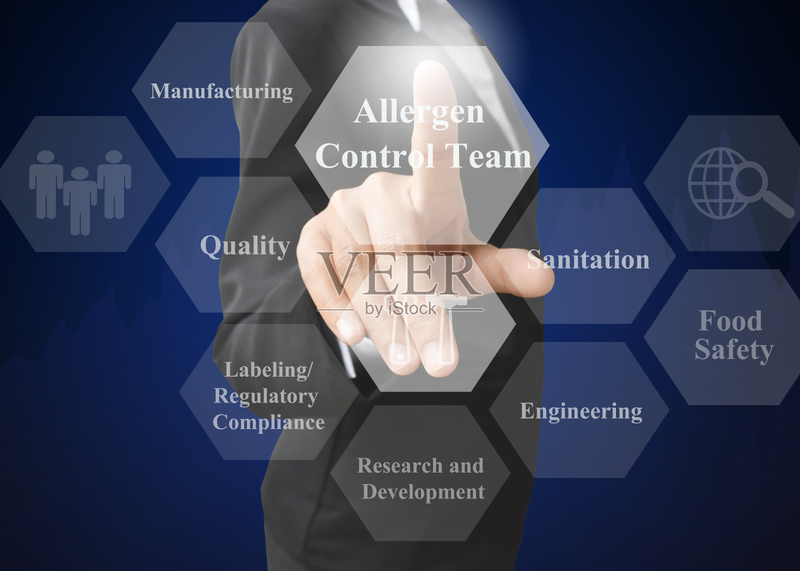 女商人展示过敏原控制团队的概念照片摄影图片