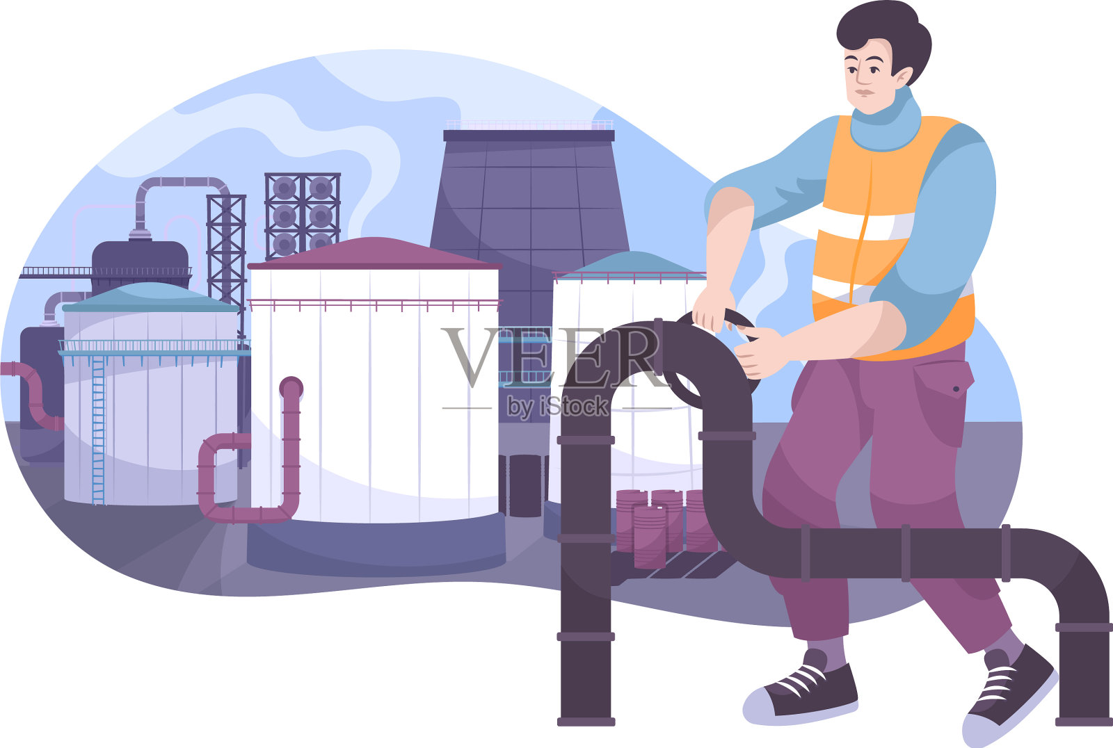 石油工业植物组成设计元素图片