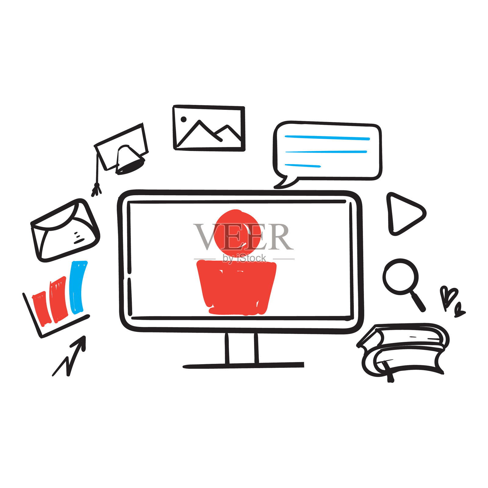 手绘涂鸦教育概念符号图标素材