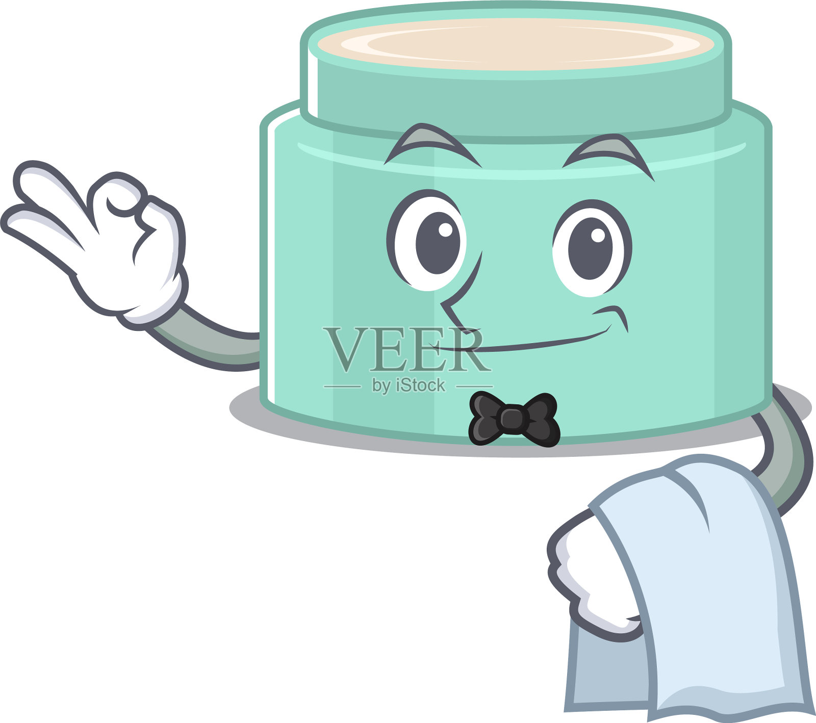 一个卡通图片，涂着唇膏的服务员和一个白色的设计元素图片