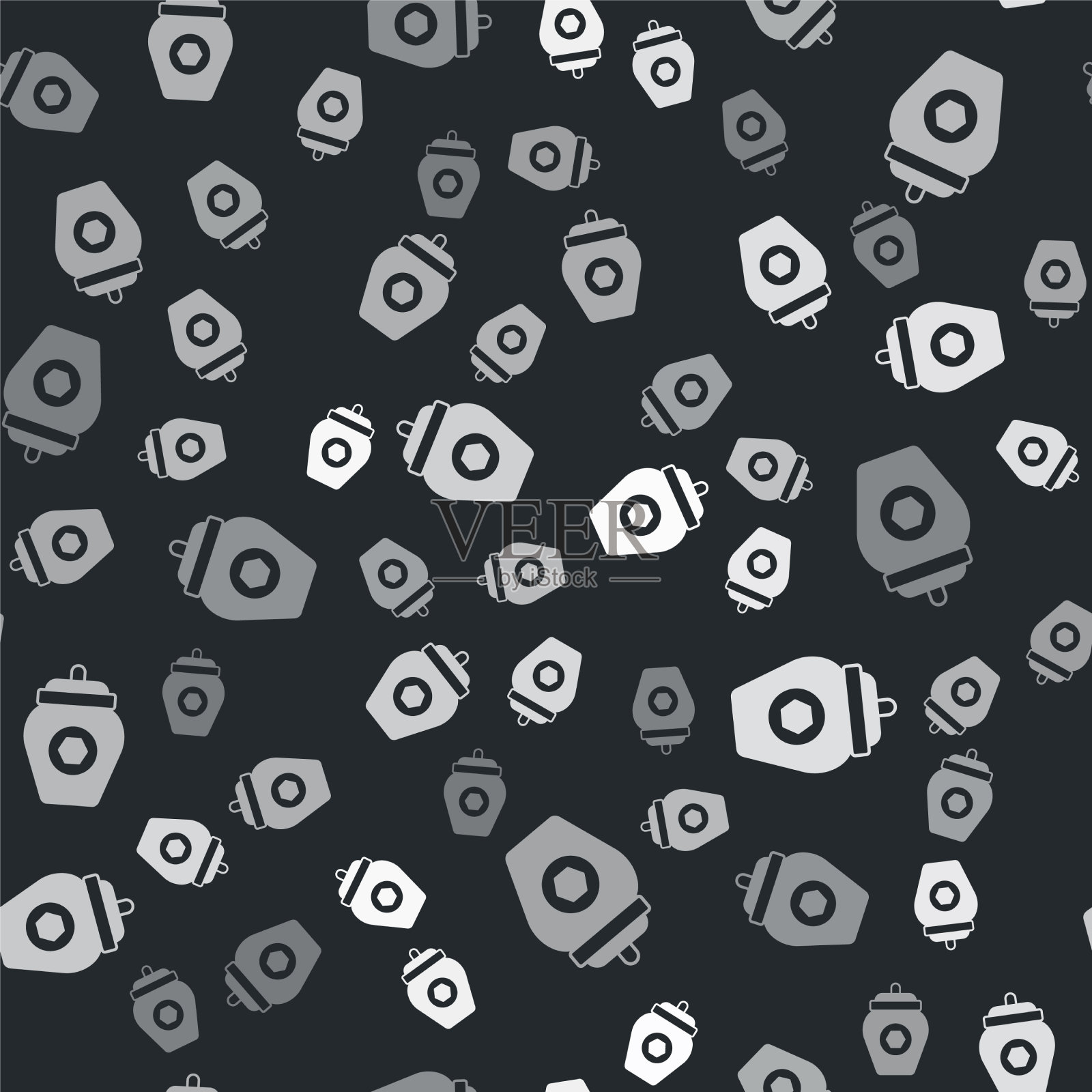 灰色罐子蜂蜜图标孤立无缝模式插画图片素材