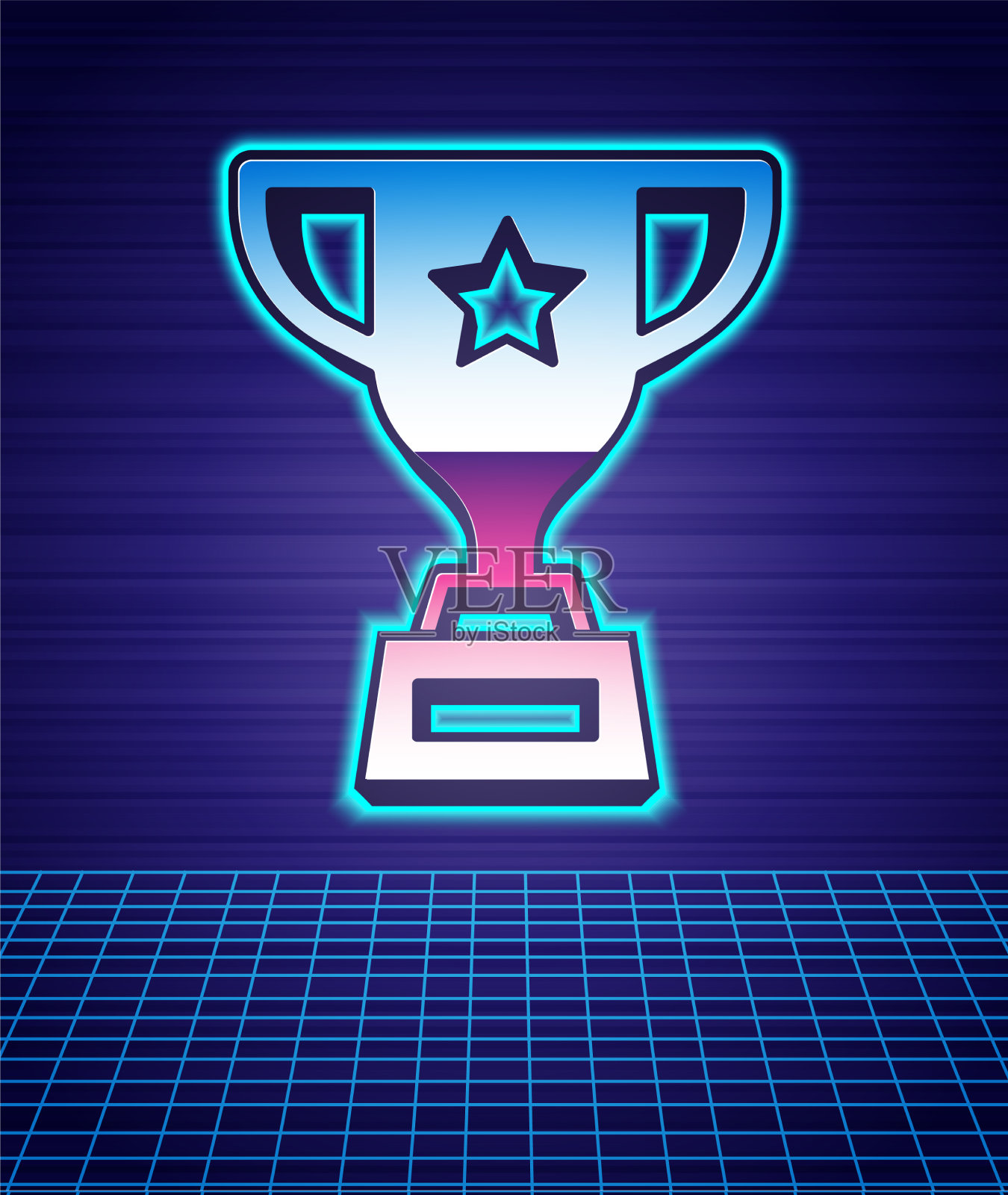 复古风格奖杯图标孤立的未来主义插画图片素材