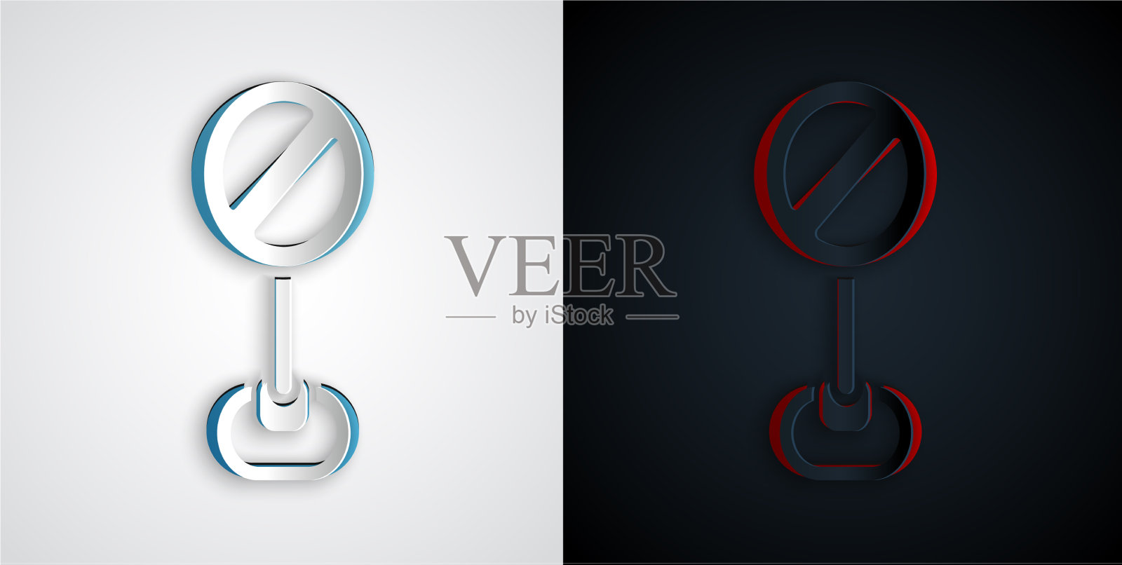 剪纸停止标志图标孤立灰色和插画图片素材