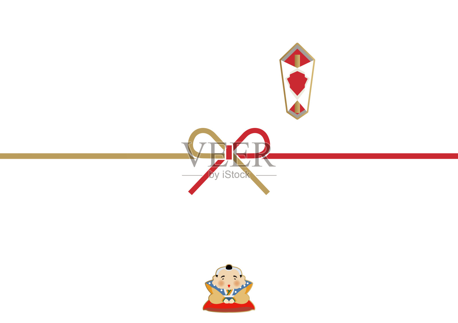 用于礼品包装纸设计的日式图案。礼物盒装饰，幸运符插画插画图片素材