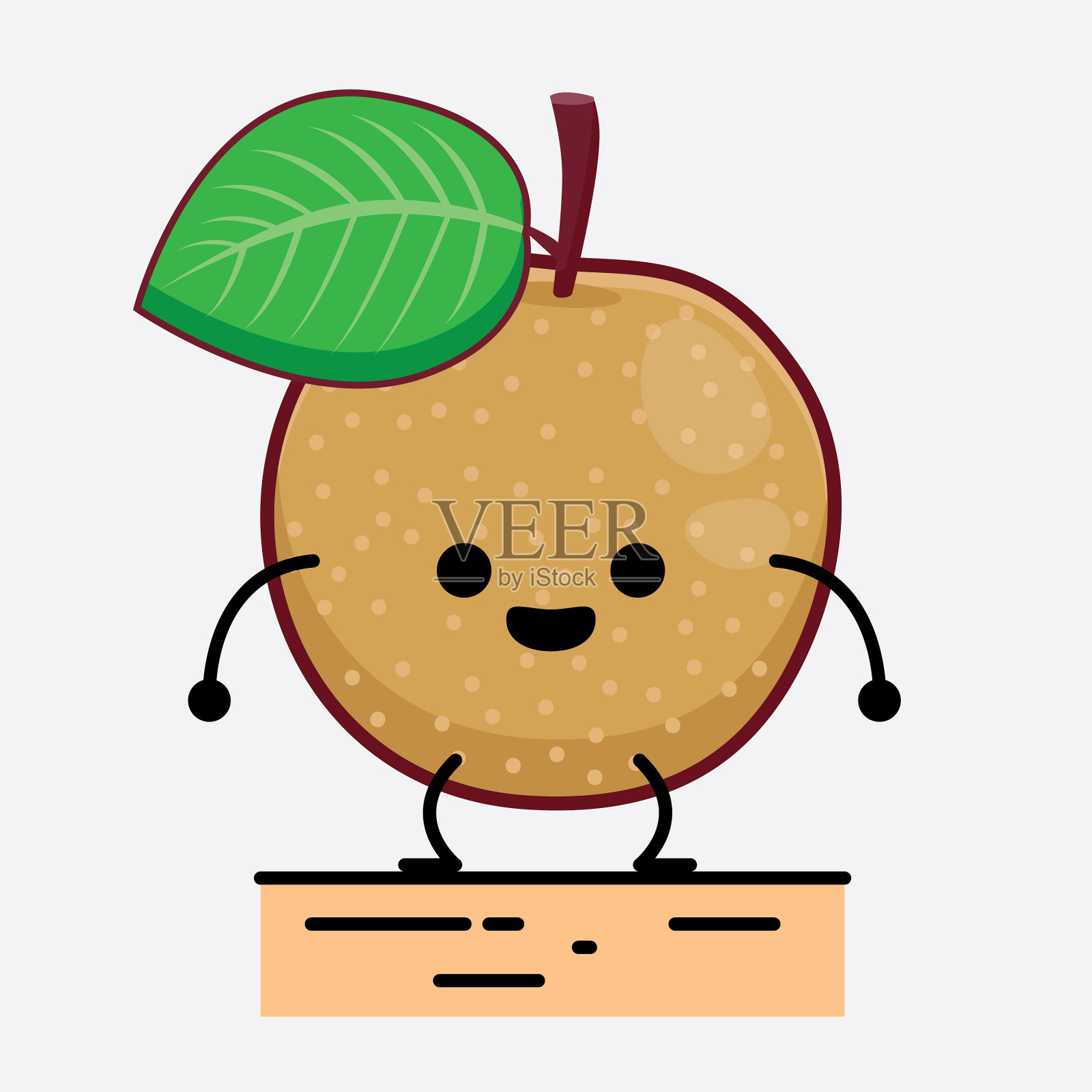 纳莎梨水果可爱的性格与简单的脸插画图片素材