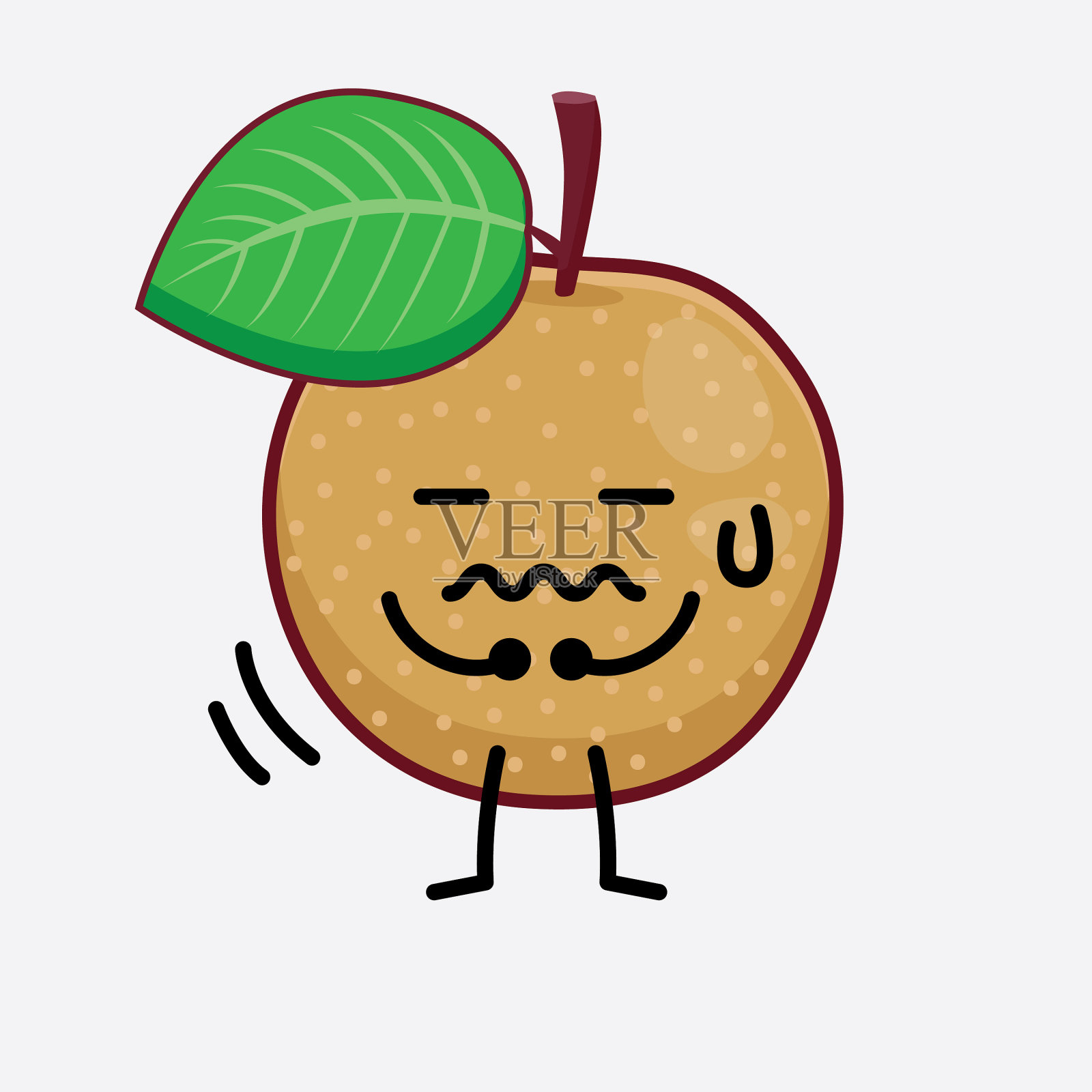 纳莎梨水果可爱的性格与简单的脸插画图片素材