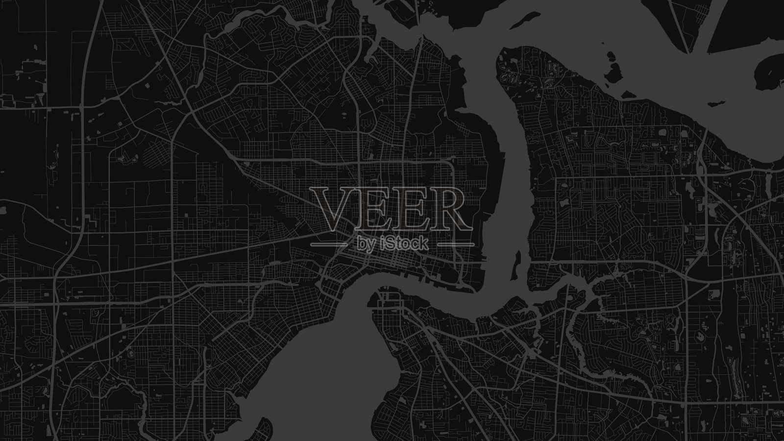 深灰色背景地图杰克逊维尔城市地区插画图片素材
