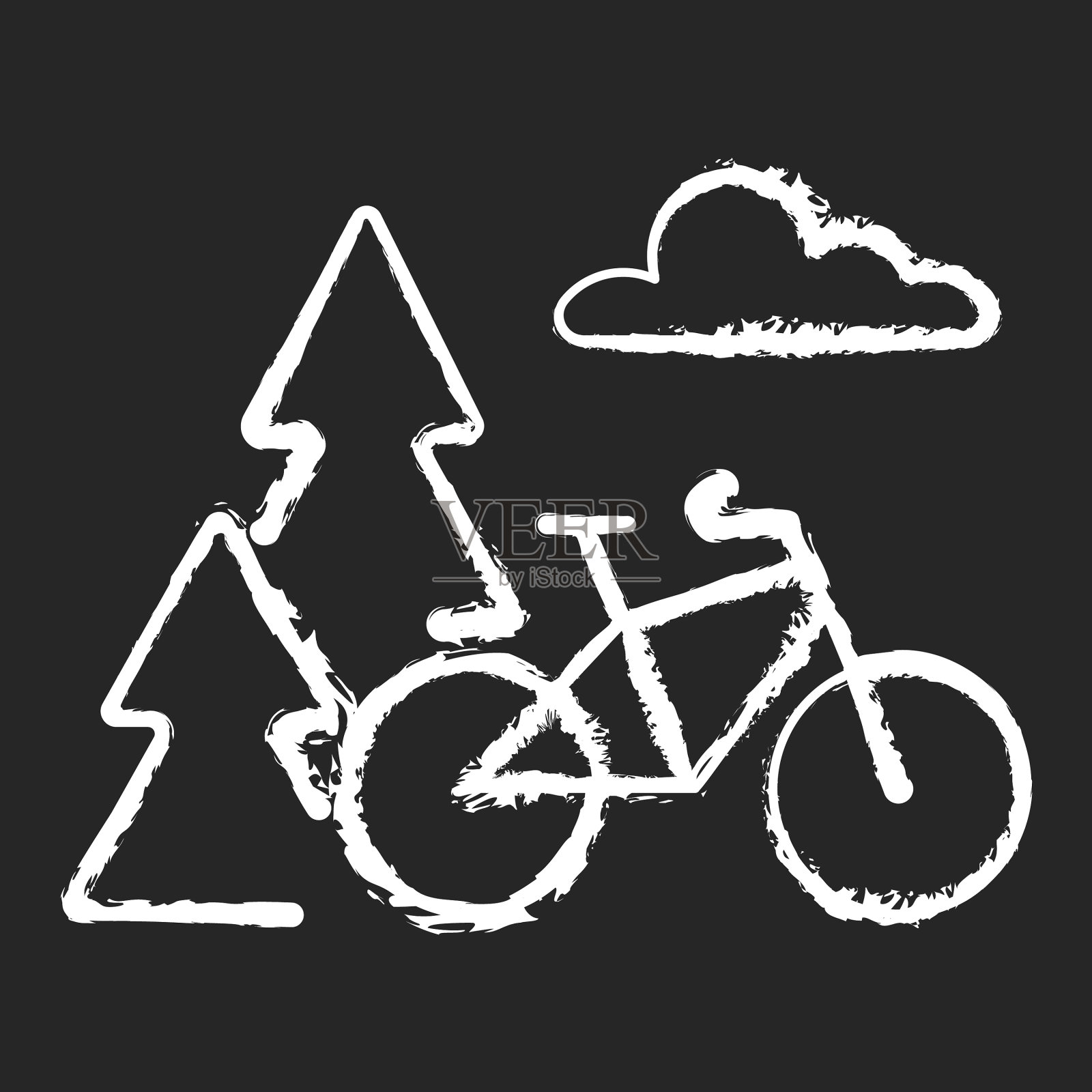 户外活动粉笔白色图标上的黑色插画图片素材