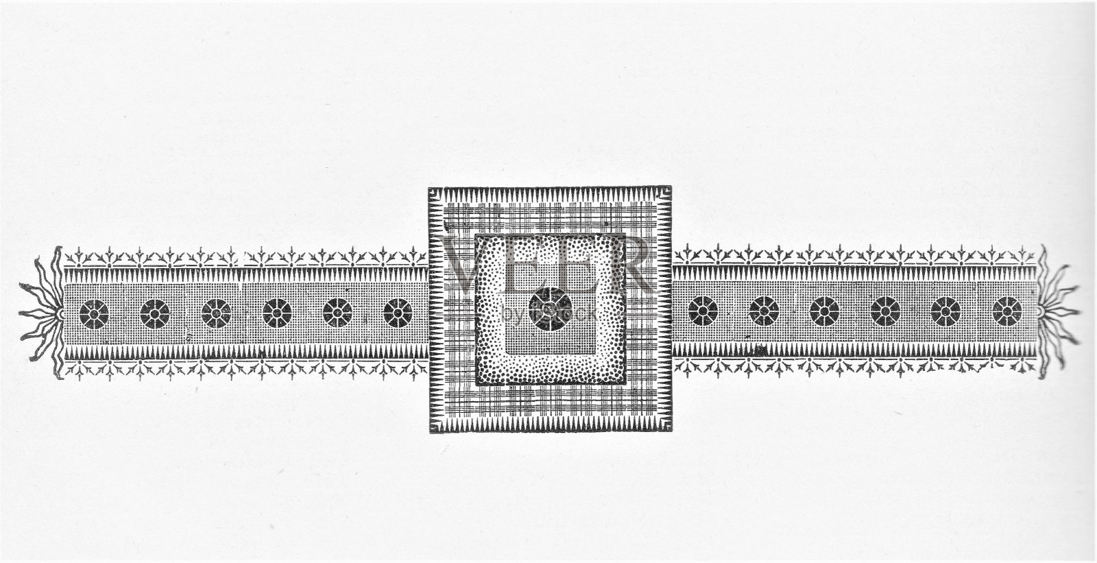设计华丽的维多利亚风格的格子和星爆图案插画图片素材