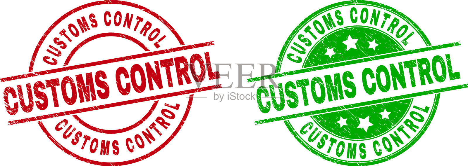 海关管制轮印印章用刮花插画图片素材