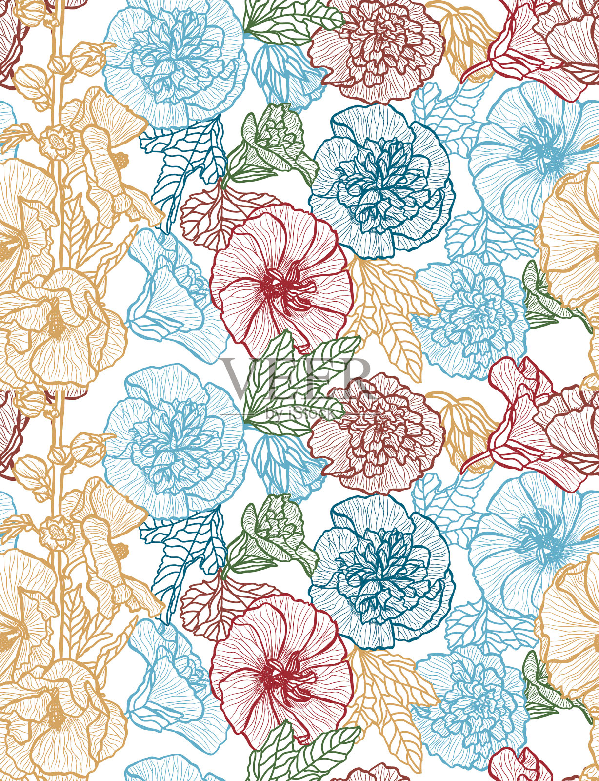 花卉无缝模式插画图片素材