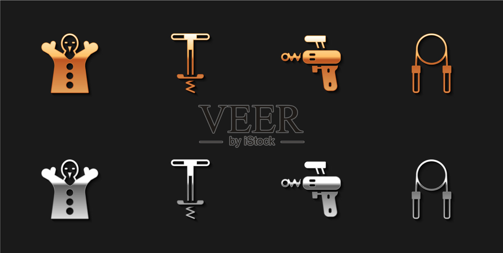 设置玩具木偶娃娃的手弹跳棒图标素材