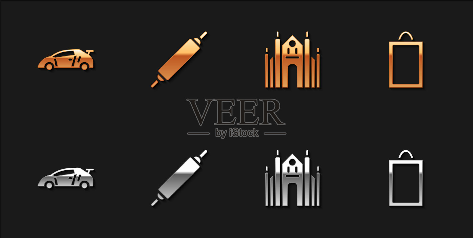 Set sport racing car rolling pin米兰大教堂图标素材