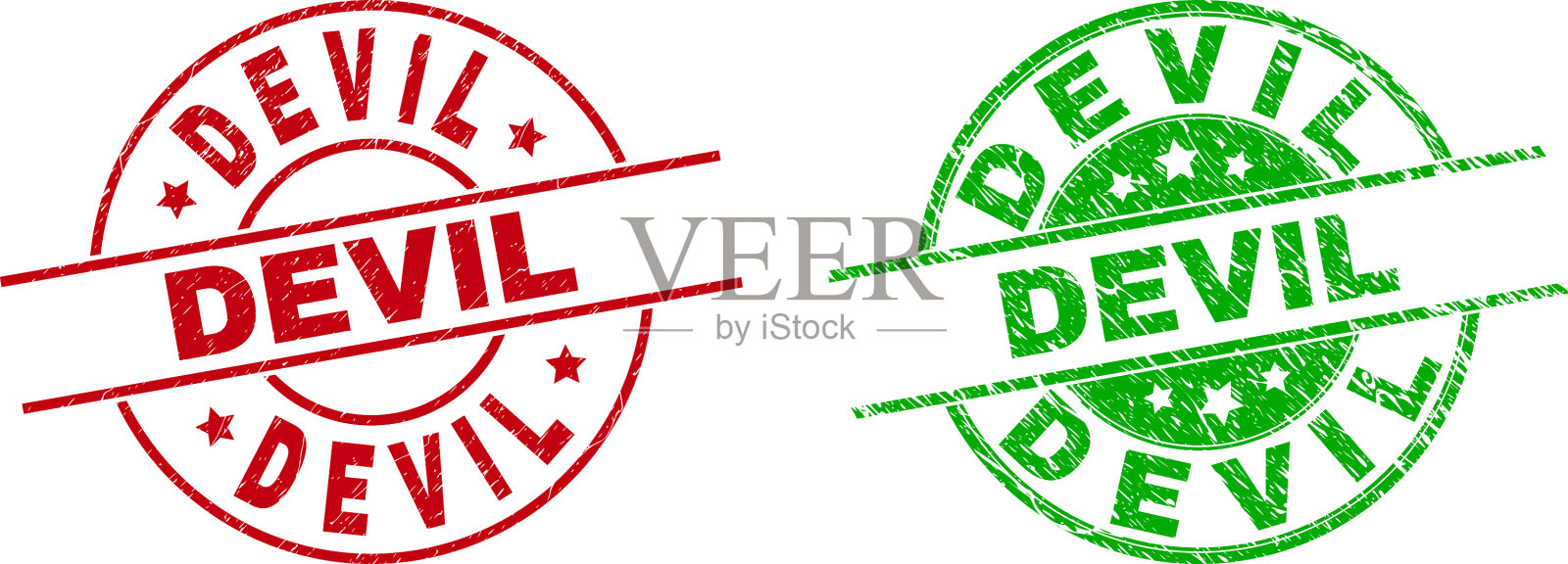 魔鬼圆形水印与腐蚀风格插画图片素材