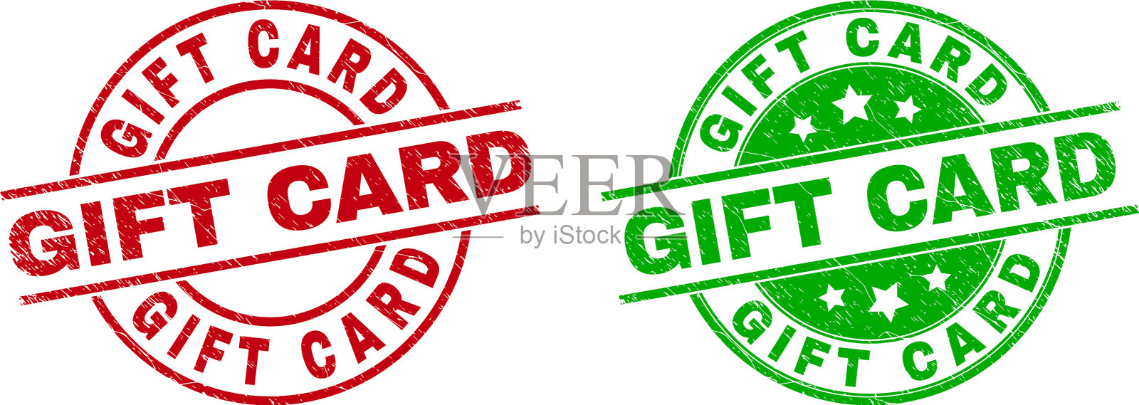 礼品卡圆形徽章与grunged风格插画图片素材
