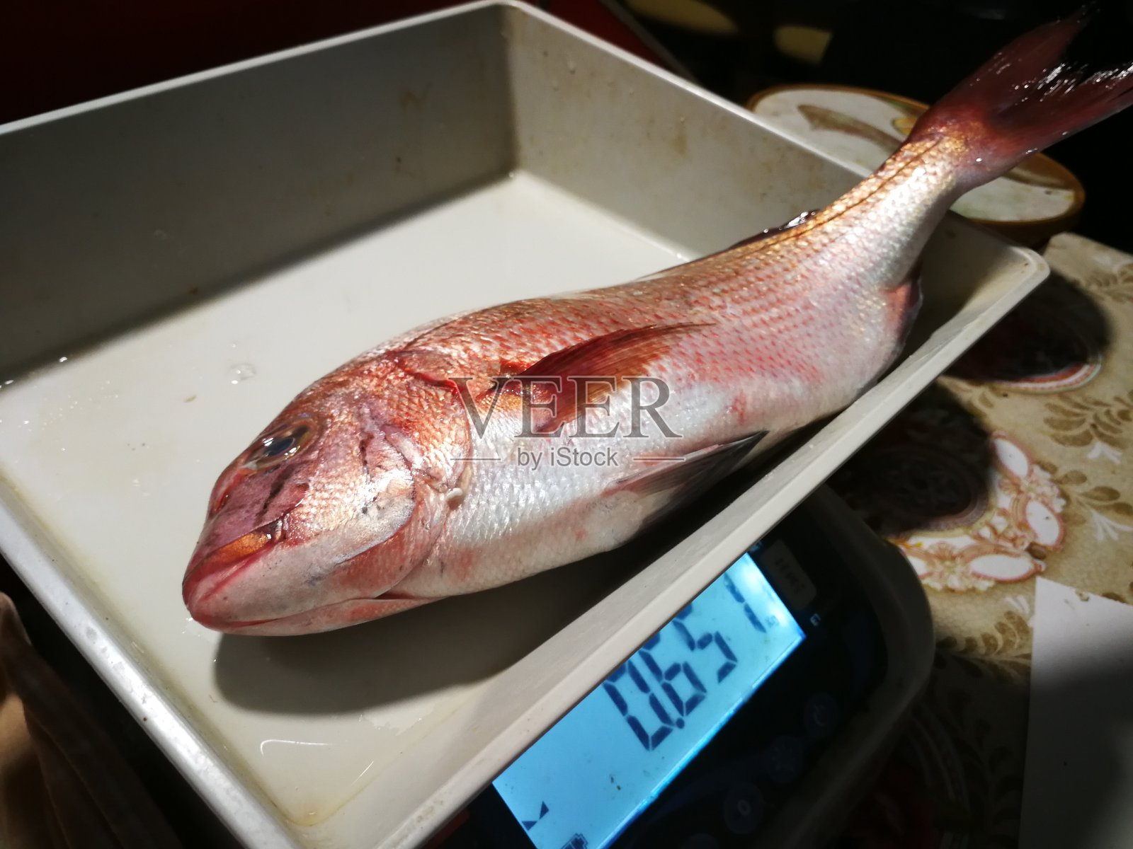 鳞上的一条新鲜的鱼照片摄影图片