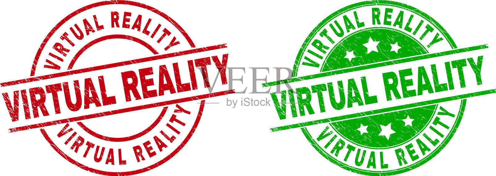 虚拟现实圆形印章印章与不洁插画图片素材