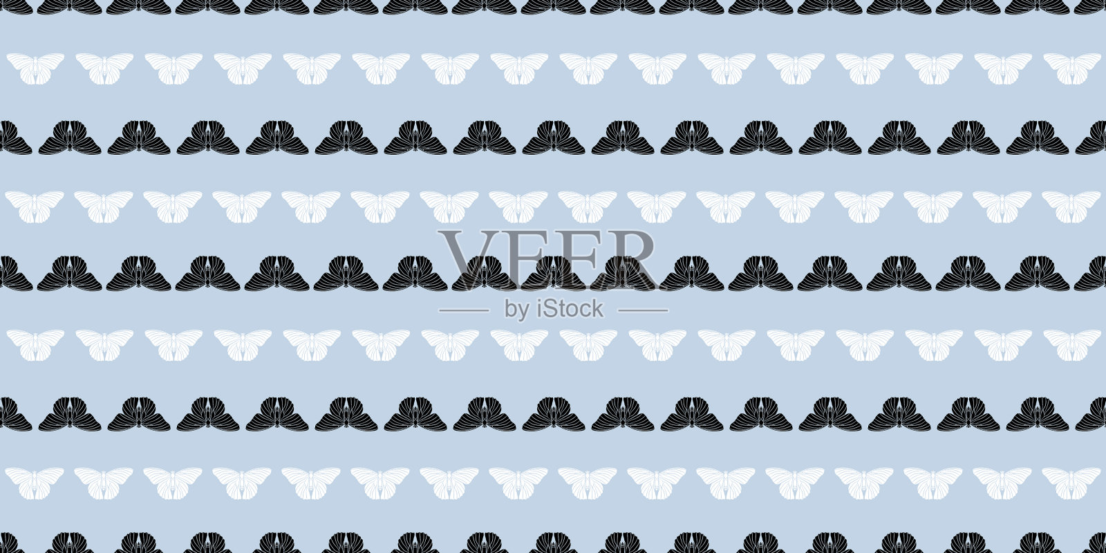 蝴蝶无缝重复图案背景蓝色插画图片素材