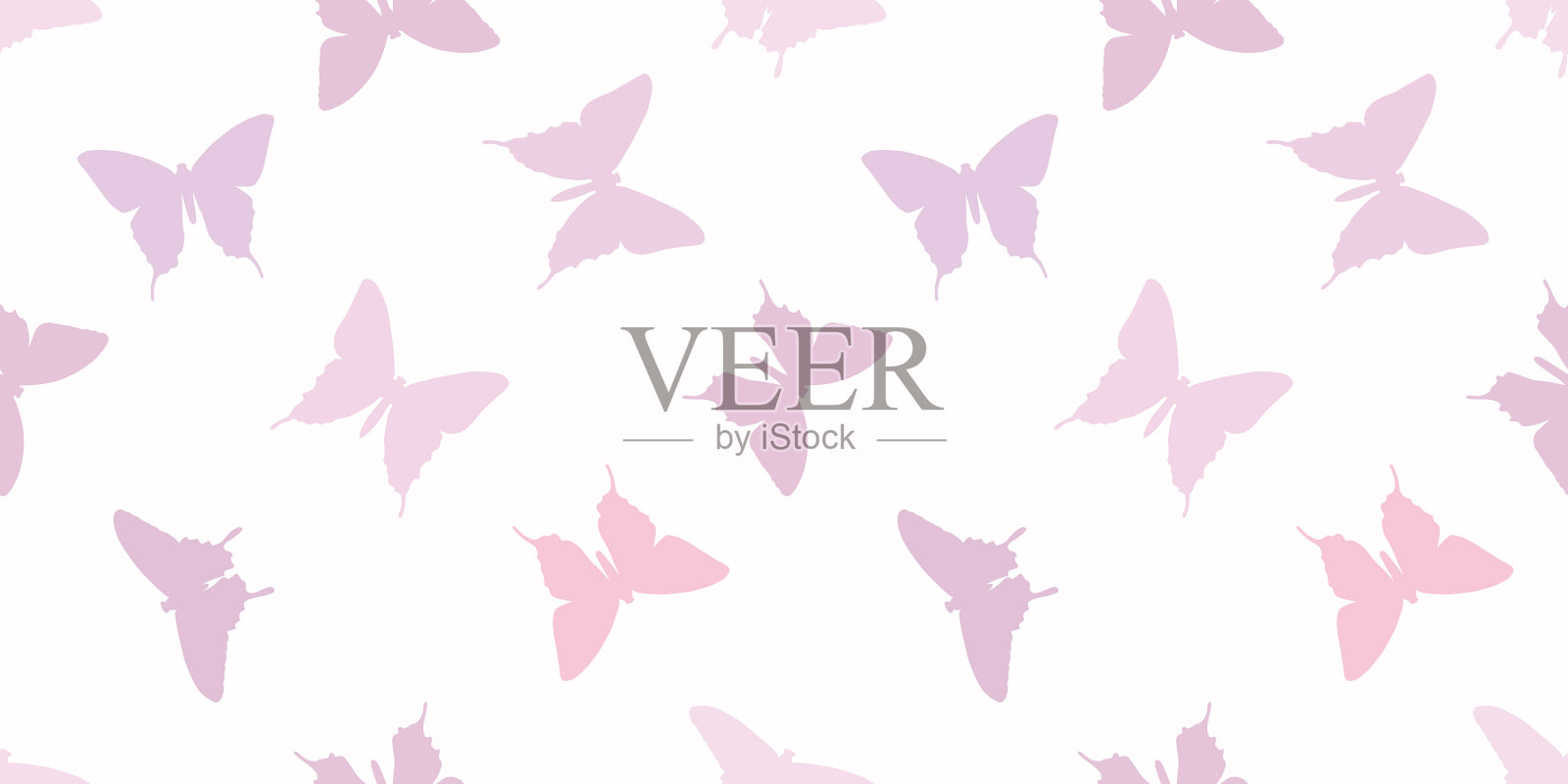 蝴蝶剪影无缝图案背景插画图片素材