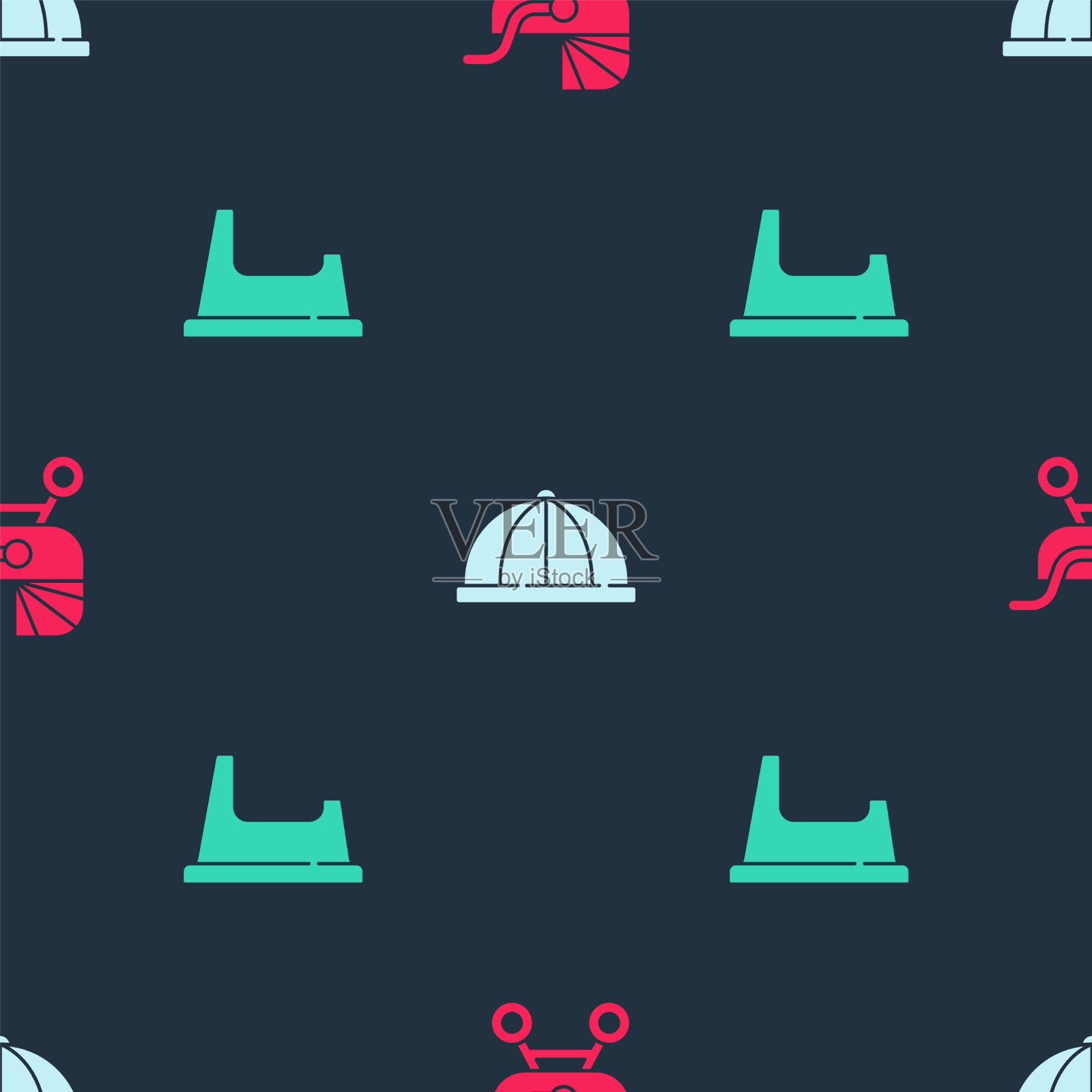 设置bastroller帽和便盆无缝图标素材